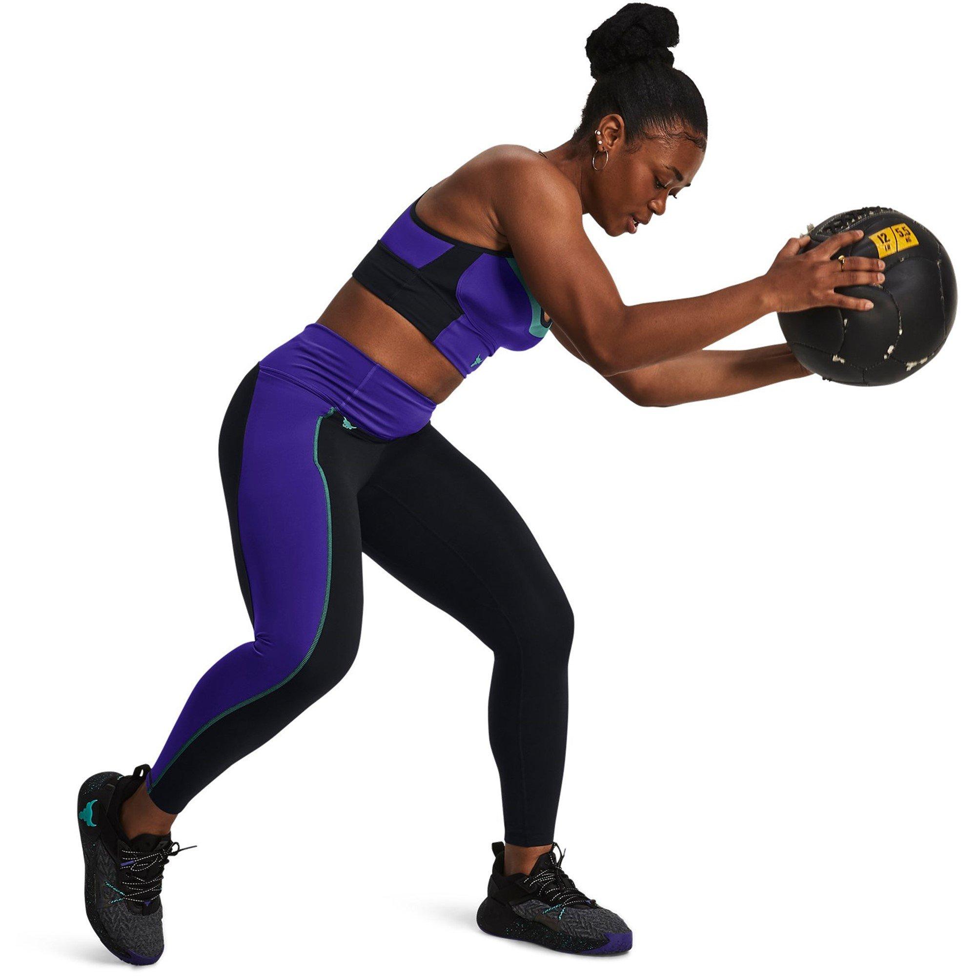 Black - Under Armour - Project Rock Colourblock Ankle Gym Leggings Womens - 5