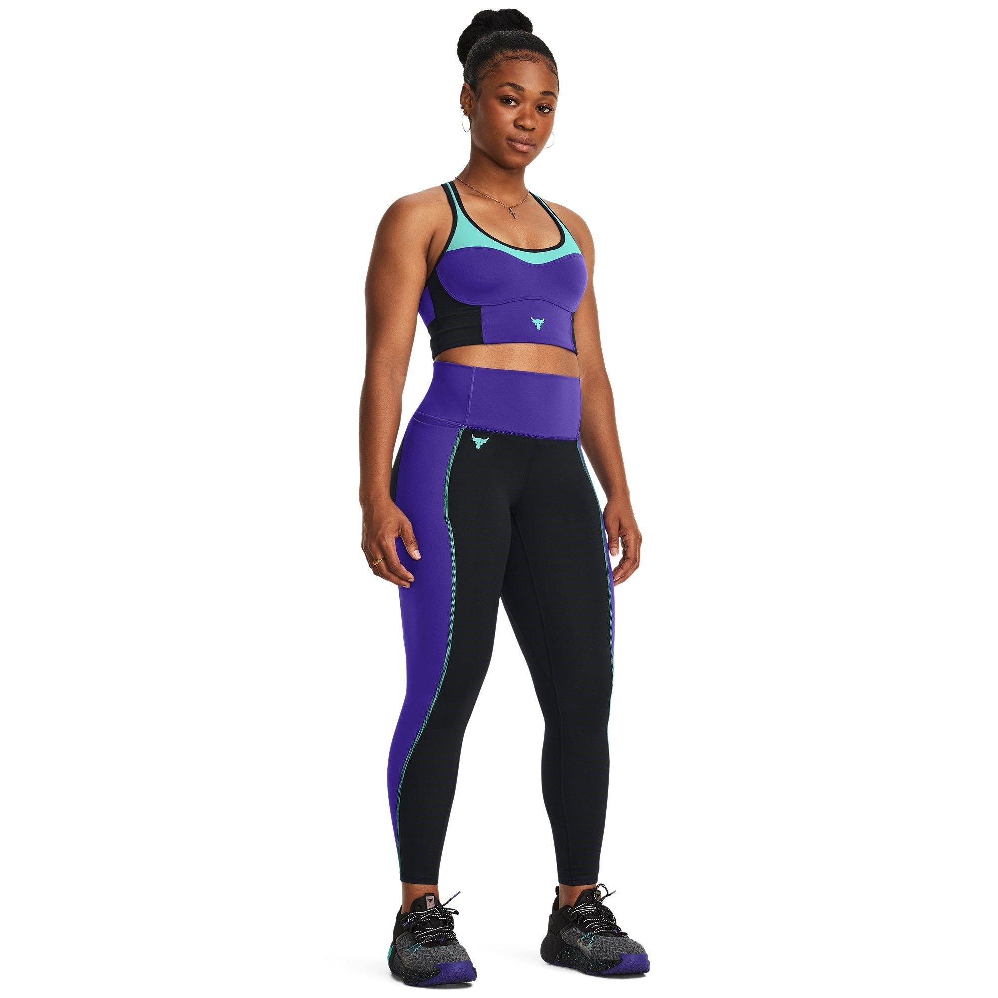 Black - Under Armour - Project Rock Colourblock Ankle Gym Leggings Womens - 7