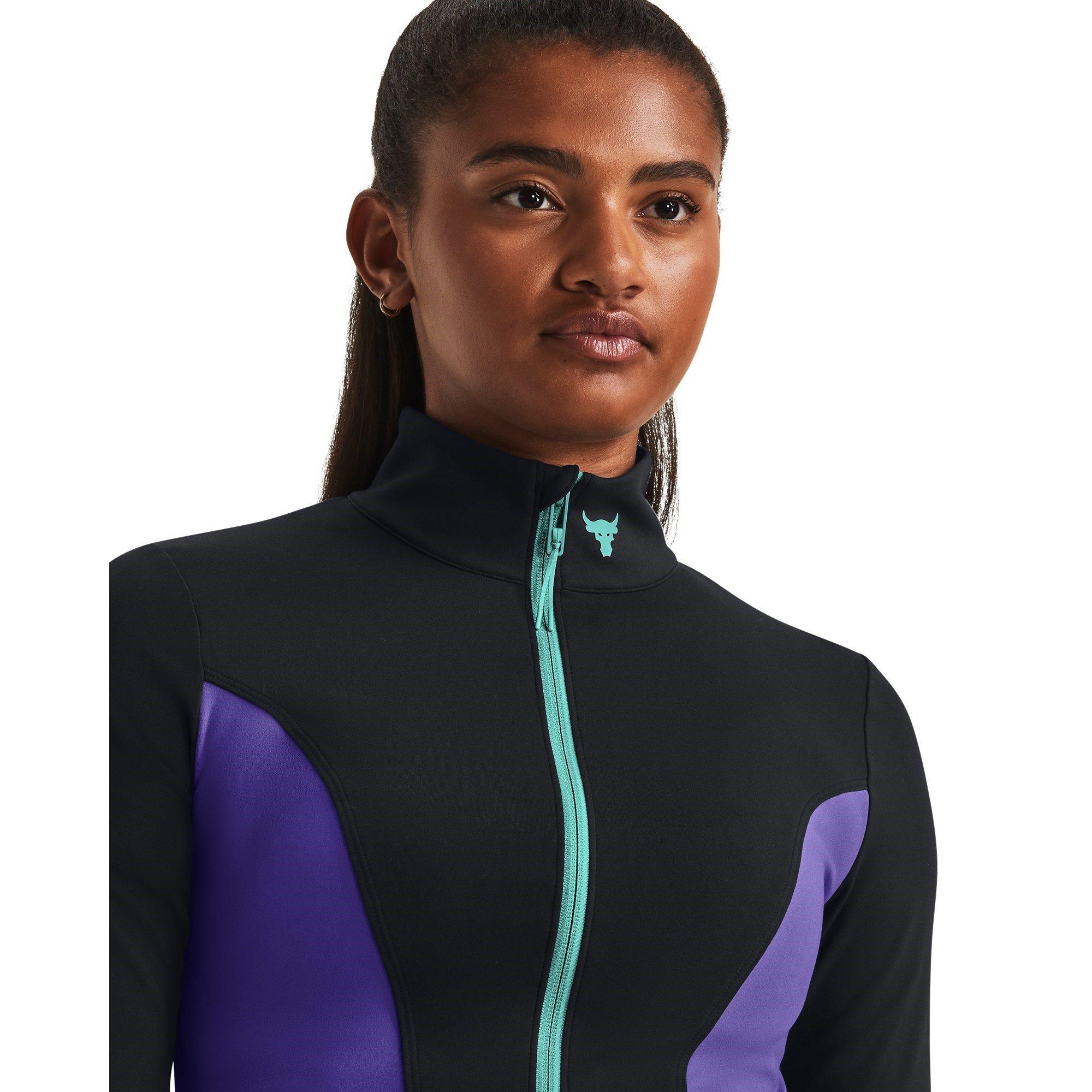 Black - Under Armour - Project Rock Cropped Gym Jacket Womens - 5