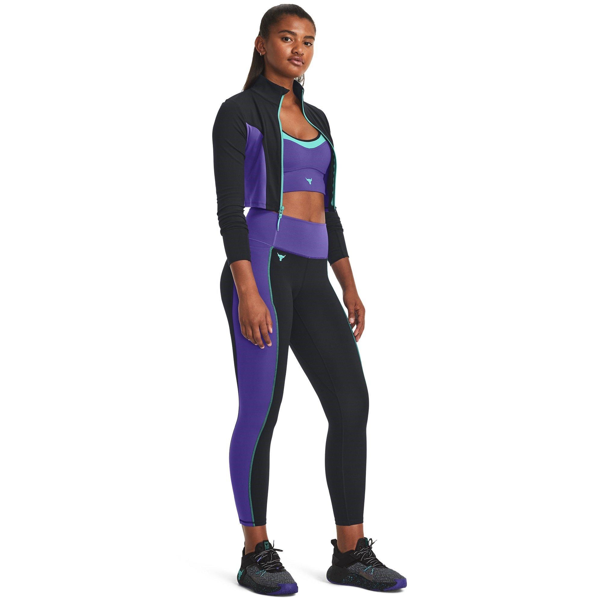 Black - Under Armour - Project Rock Cropped Gym Jacket Womens - 6