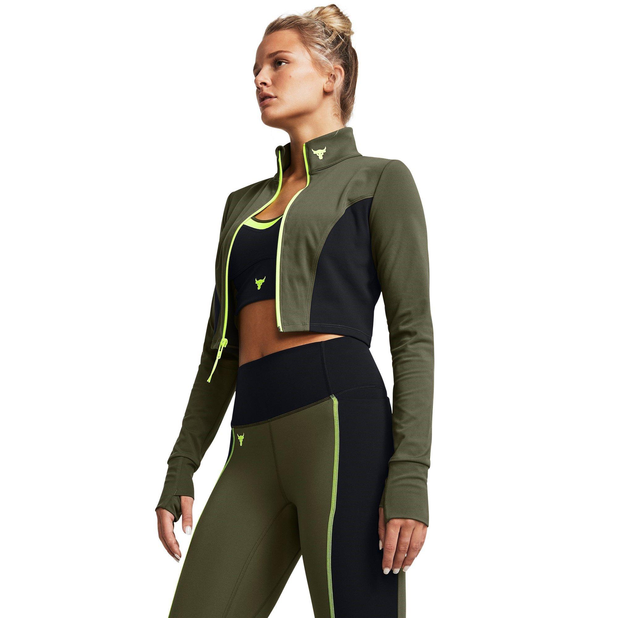 Verde - Under Armour - Project Rock Cropped Gym Jacket Womens - 2