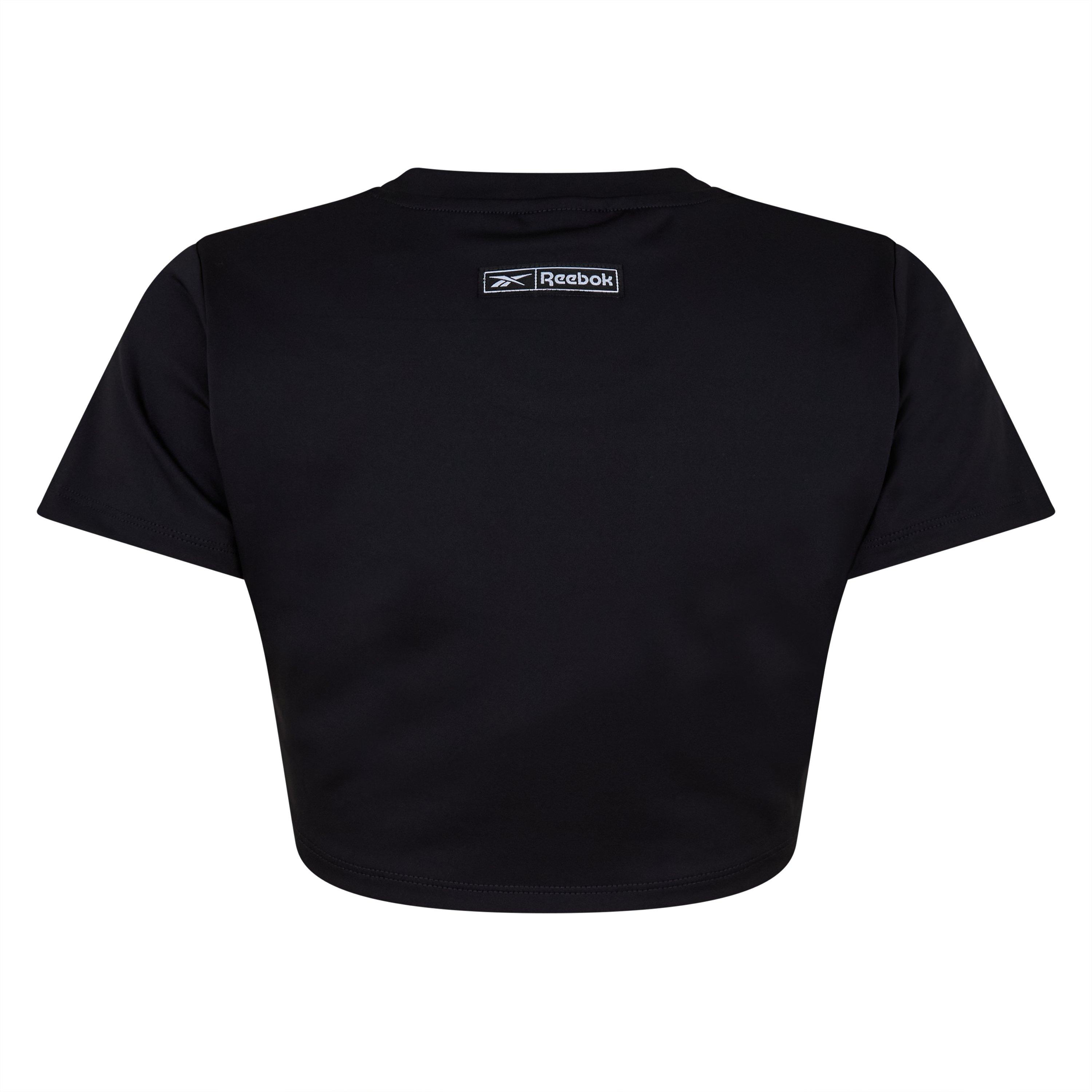 Schwarz/Gelb - Reebok - Cropped Short-Sleeve Performance Gym Top - 2