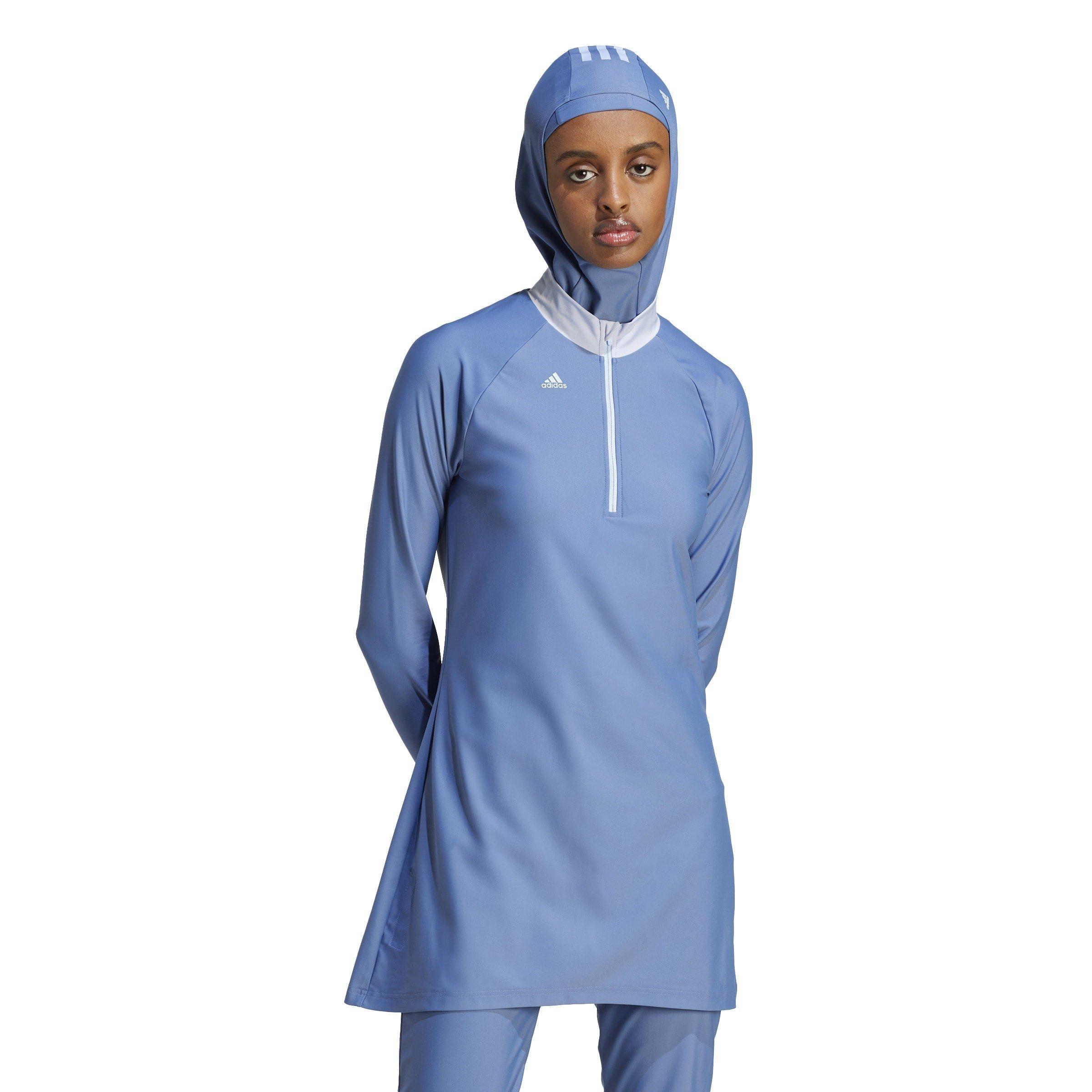 Crew Blue - adidas - 3 Stripes Long Sleeve Swim Top Womens - 2