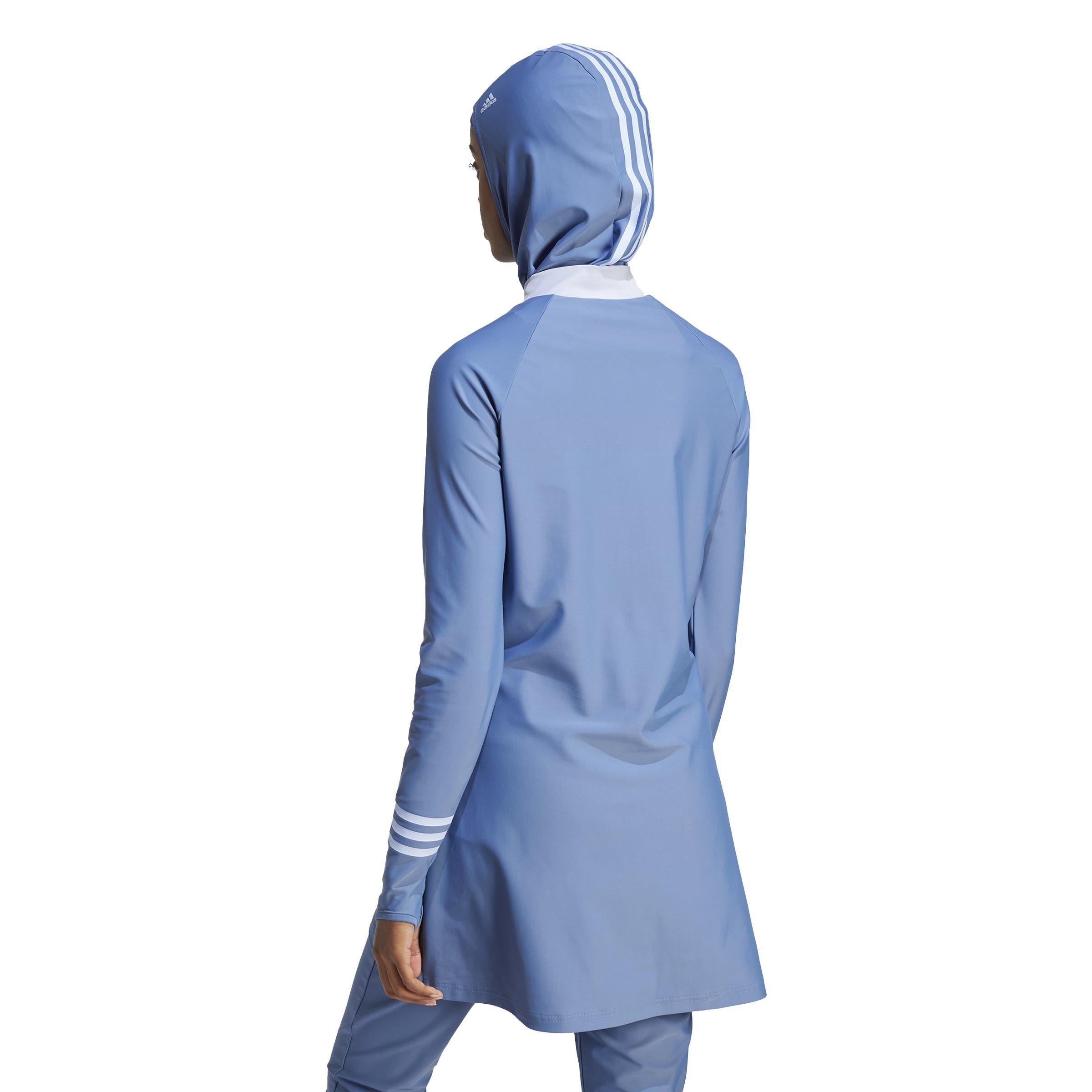 Crew Blue - adidas - 3 Stripes Long Sleeve Swim Top Womens - 3