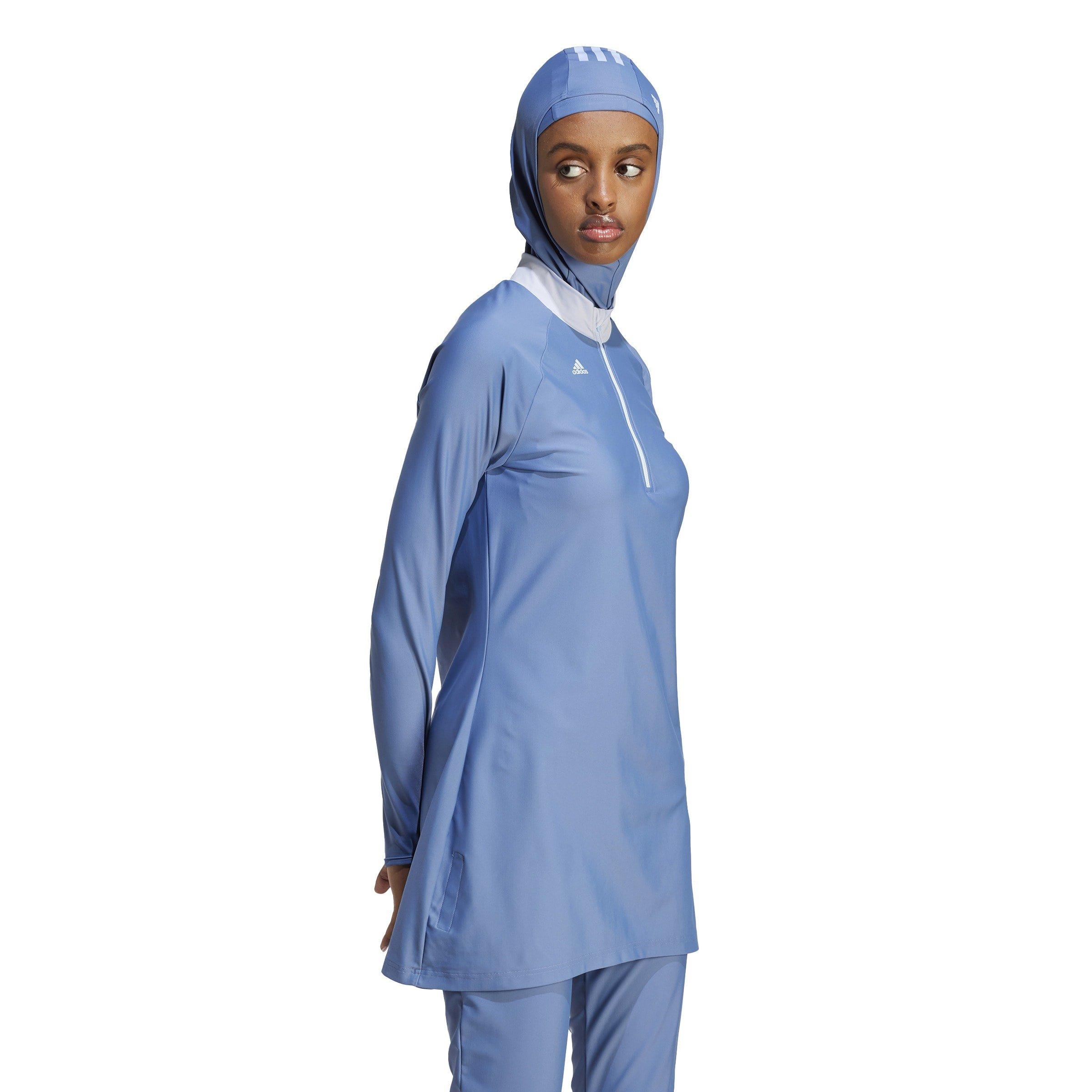 Crew Blue - adidas - 3 Stripes Long Sleeve Swim Top Womens - 4