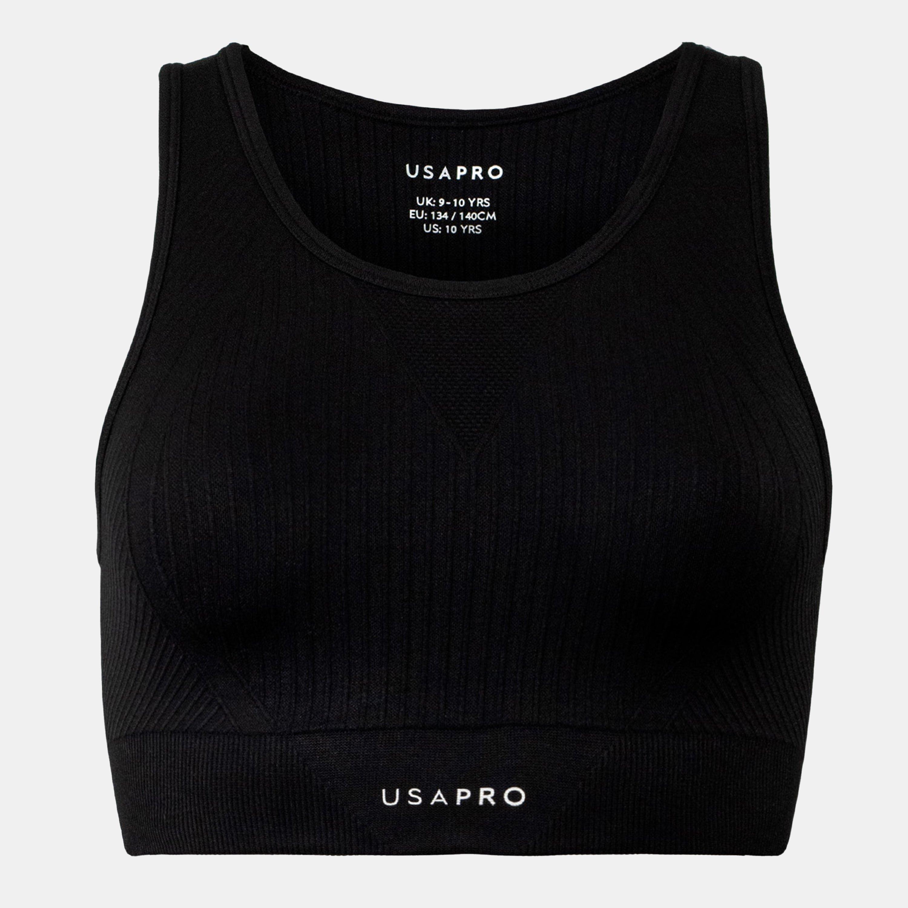 Usa Pro Girls Junior Seamless Crop - Black - 13 Yrs