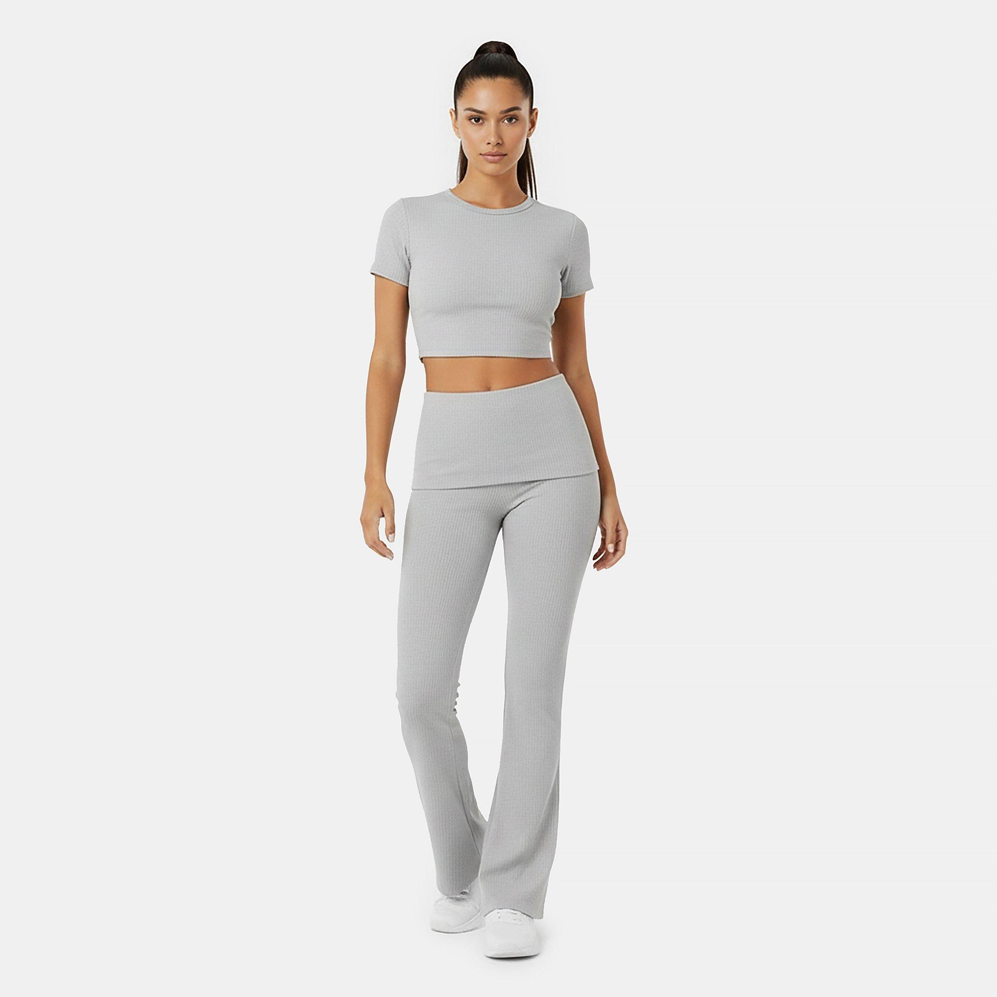 Grijs - USA Pro - Sophie Habboo Rib Flared Yoga Pants - 5