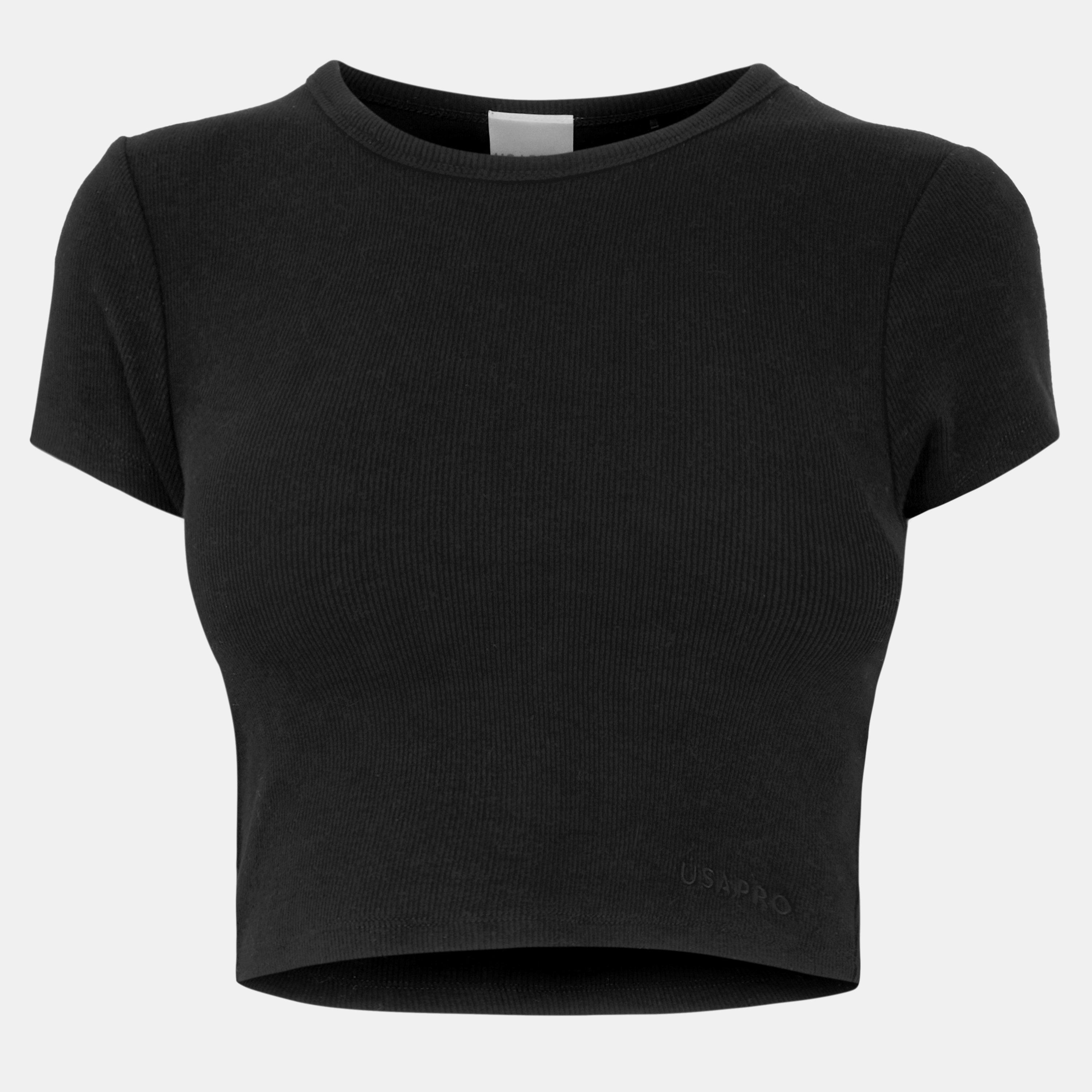 Black - USA Pro - Women's Sophie Habboo Built-in Bra Short-Sleeve Performance Gym Top - 1