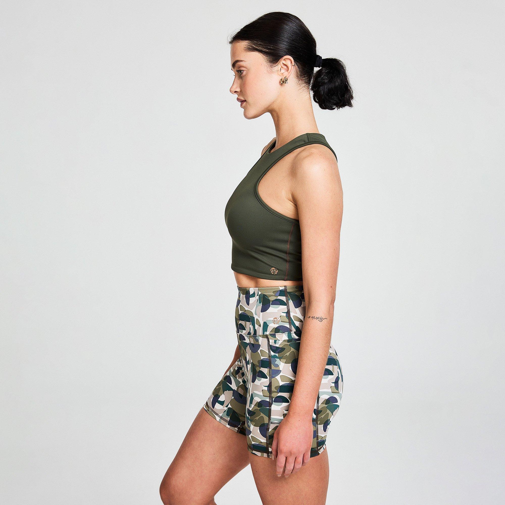 Khaki/Coconut - Bahe - Attune Racer Back Short Top - 6