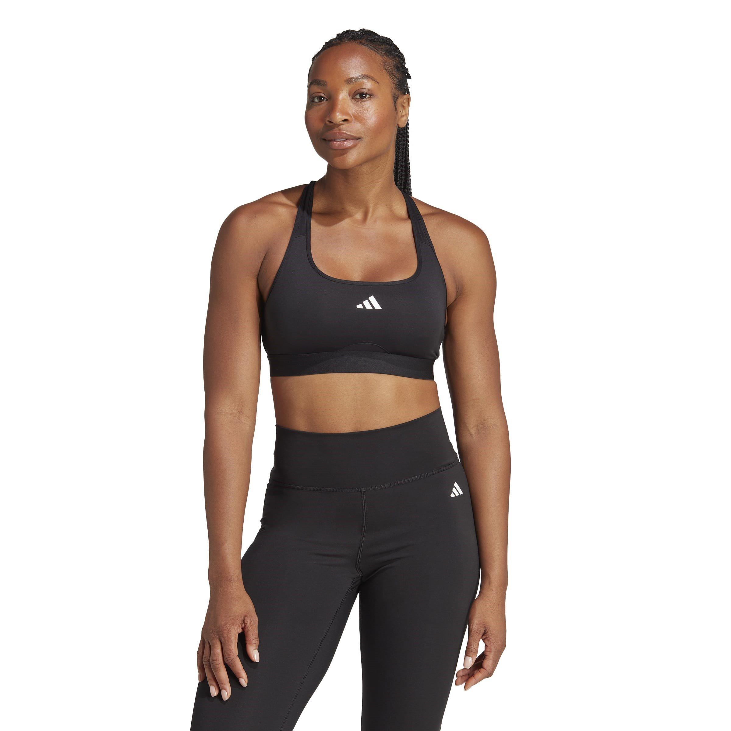 Black - adidas - Powerreact Womens Training Medium Support Sports Bra - 3