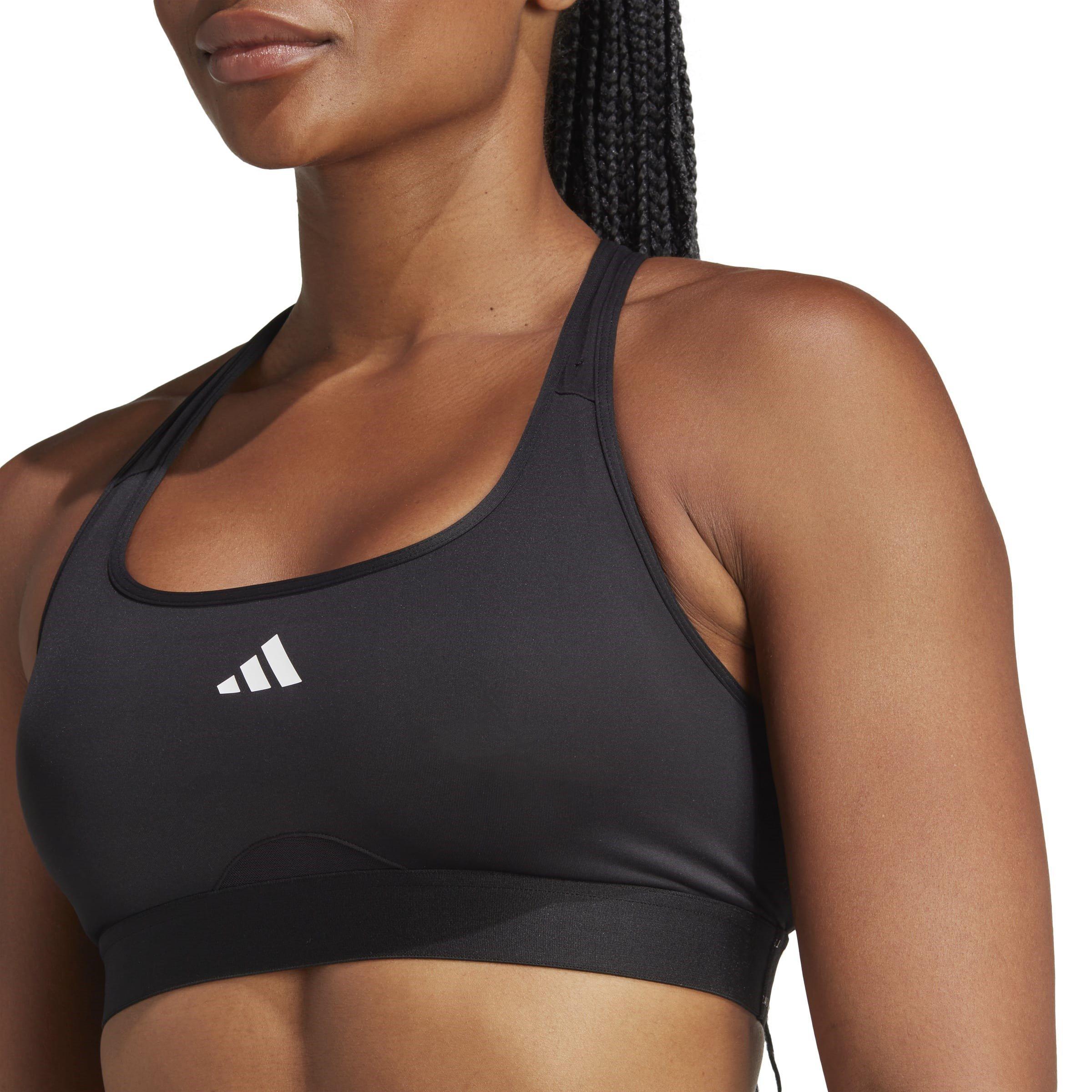 Black - adidas - Powerreact Womens Training Medium Support Sports Bra - 6