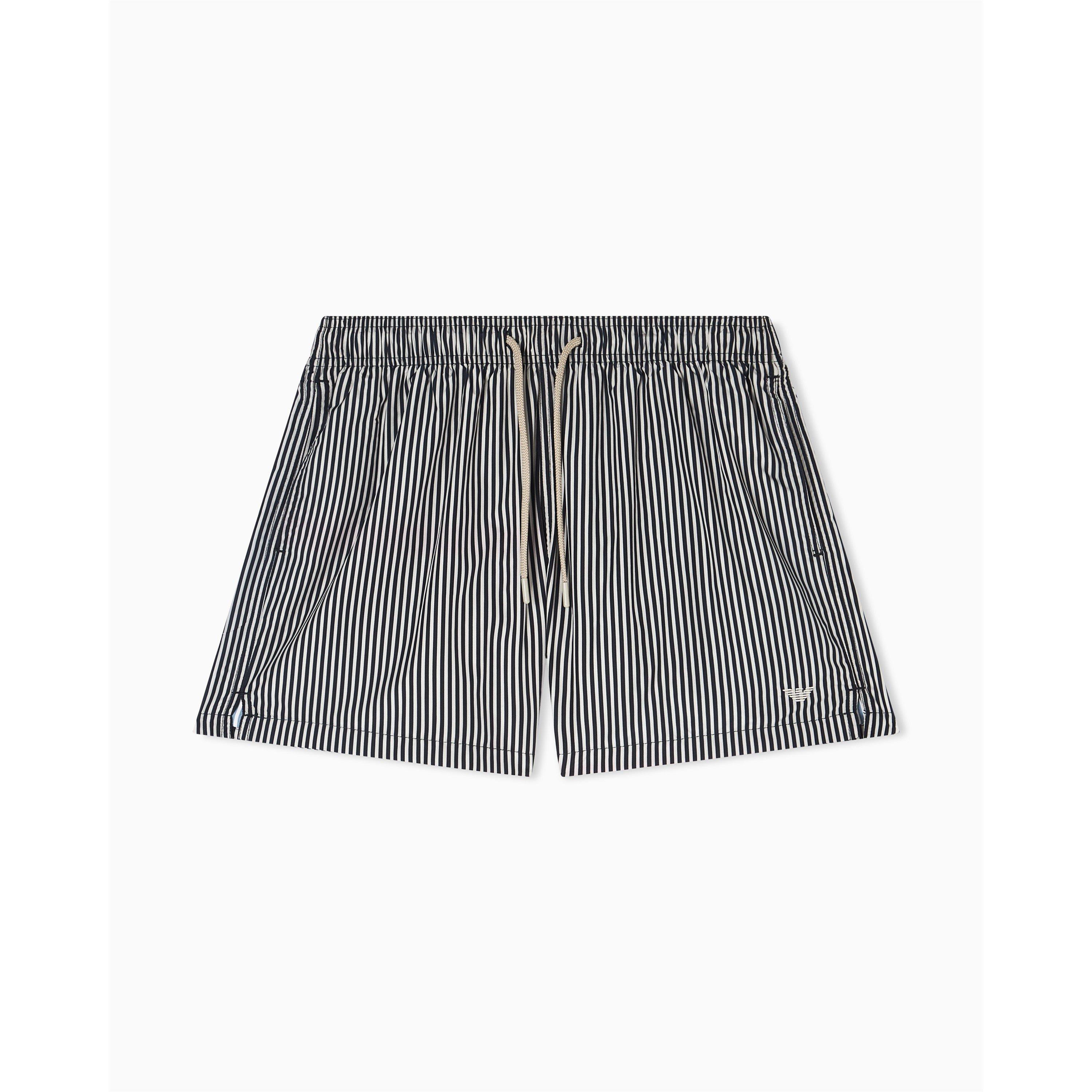 Striped Black - Emporio Armani - Men's Boxer Beachwear Swimming Trunks - 1