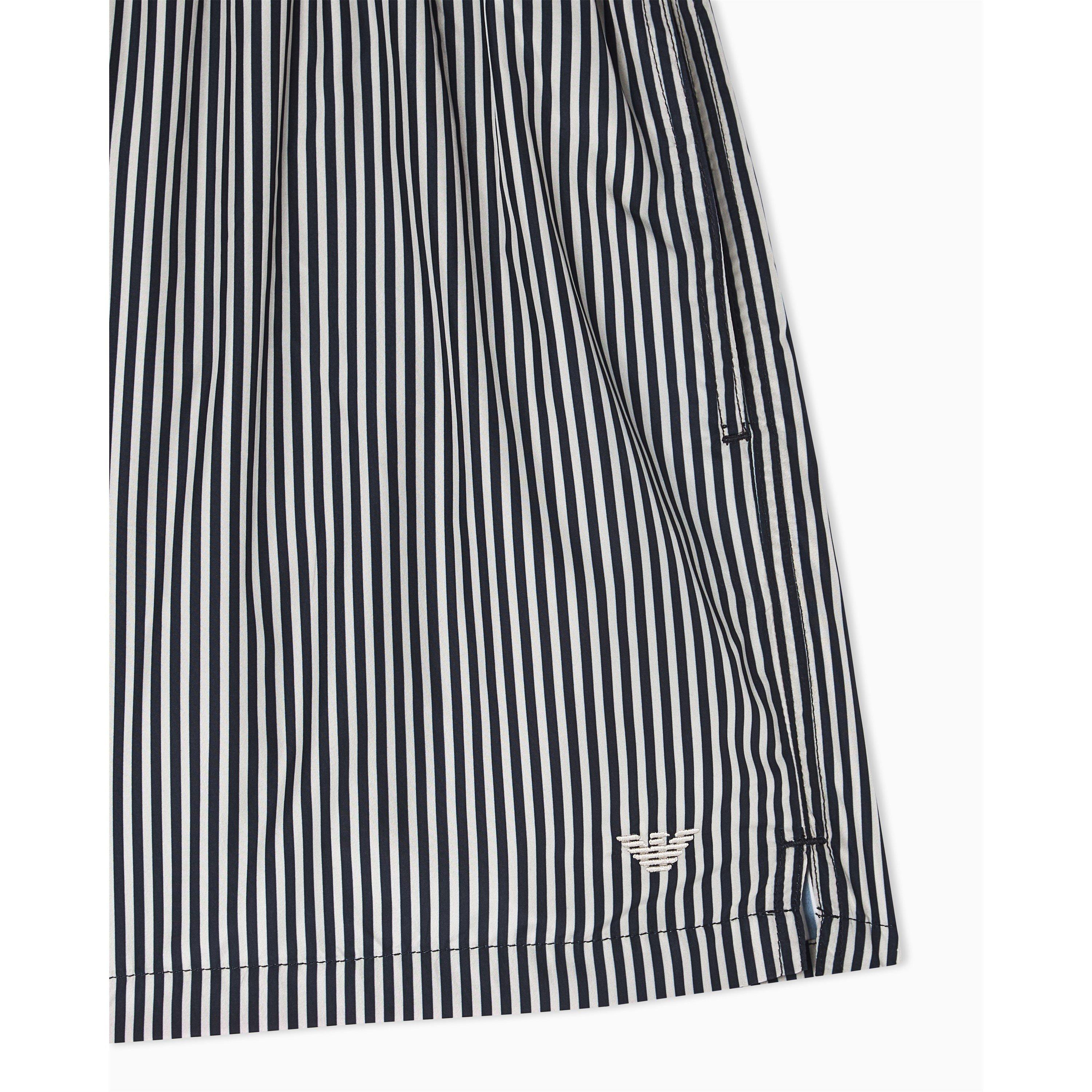 Striped Black - Emporio Armani - Men's Boxer Beachwear Swimming Trunks - 4