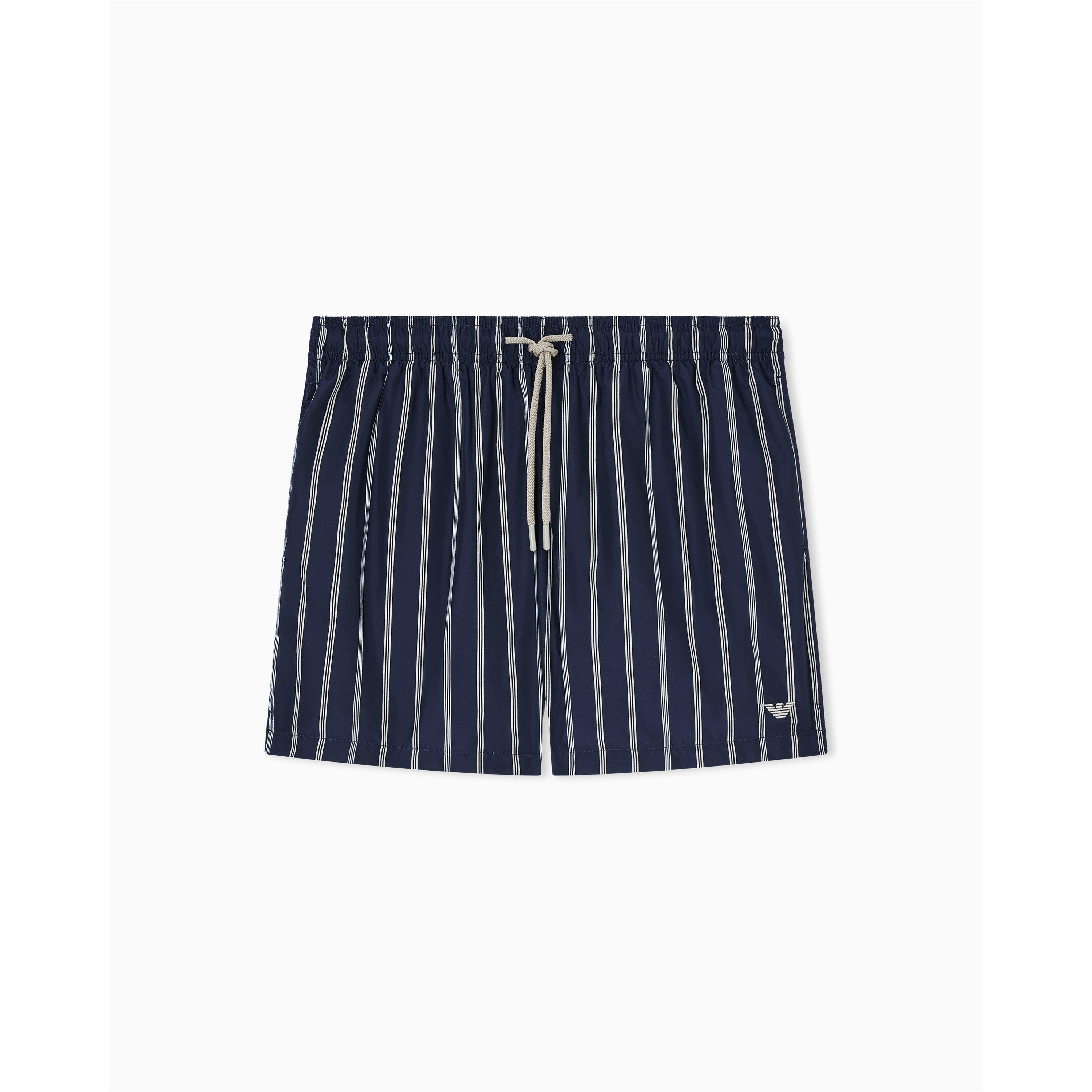 Emporio Armani Men's Boxer Beachwear Swimming Trunks - Blue/Black - XL