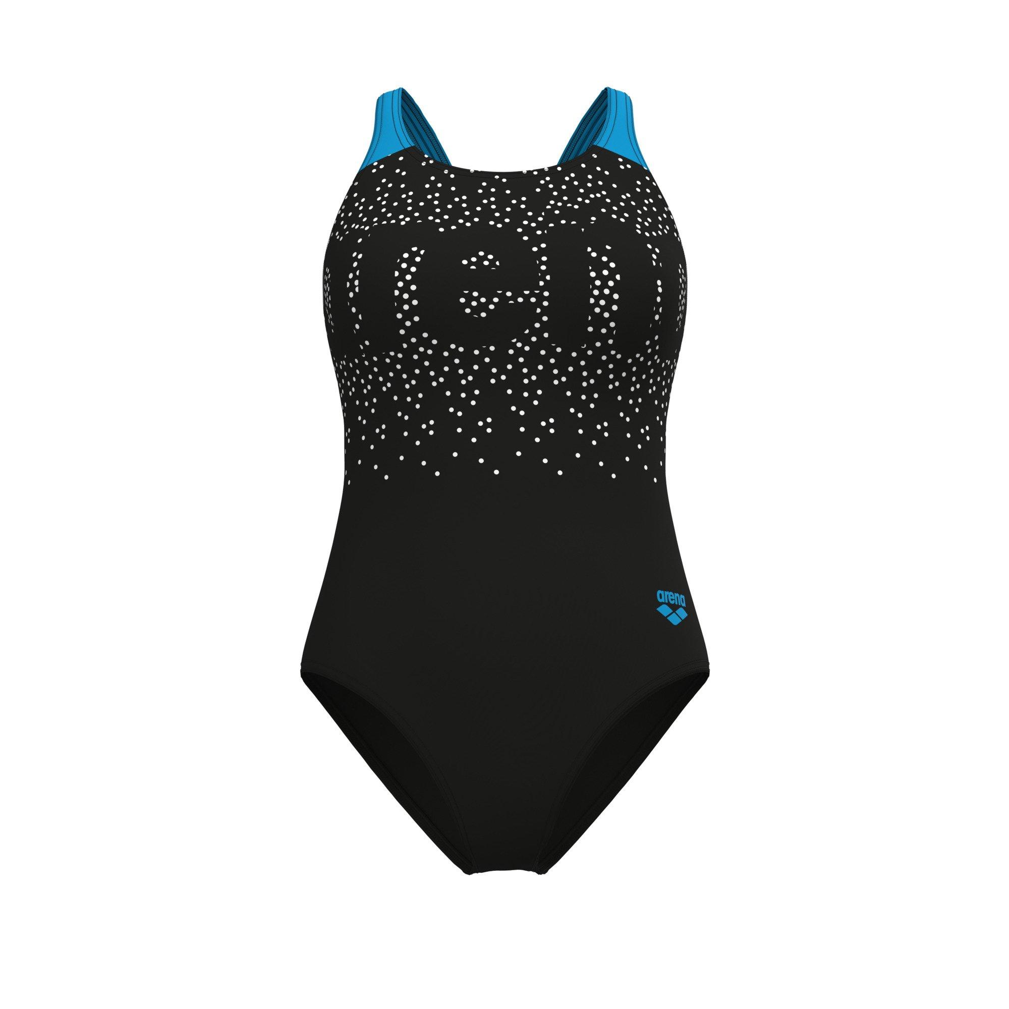 Black-Turquoise - Arena - Womens Painterly Swim Pro Back Swimsuit - 2