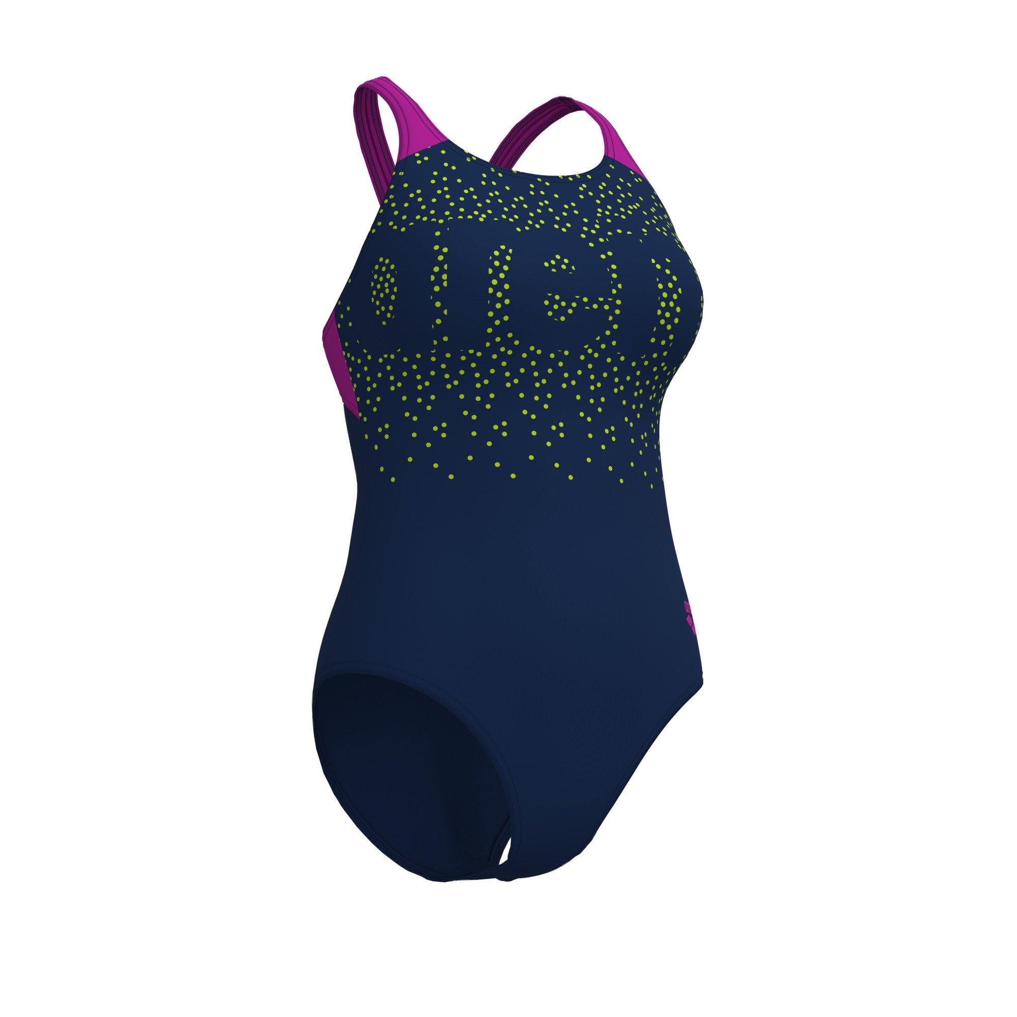 Navy-Fuchsia - Arena - Womens Painterly Swim Pro Back Swimsuit - 4