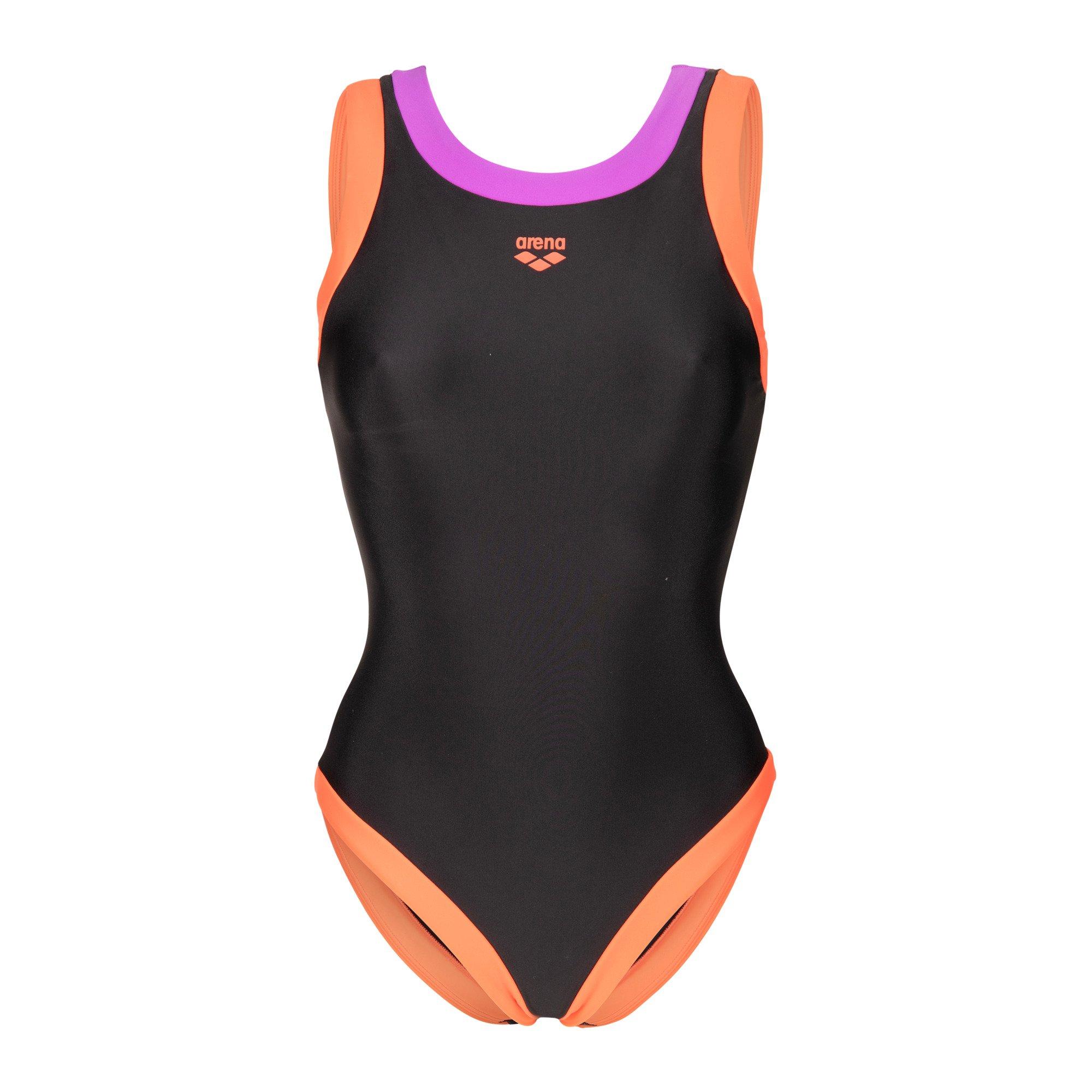 Black - Coral - Arena - Womens Bold Lines Swimsuit - 2