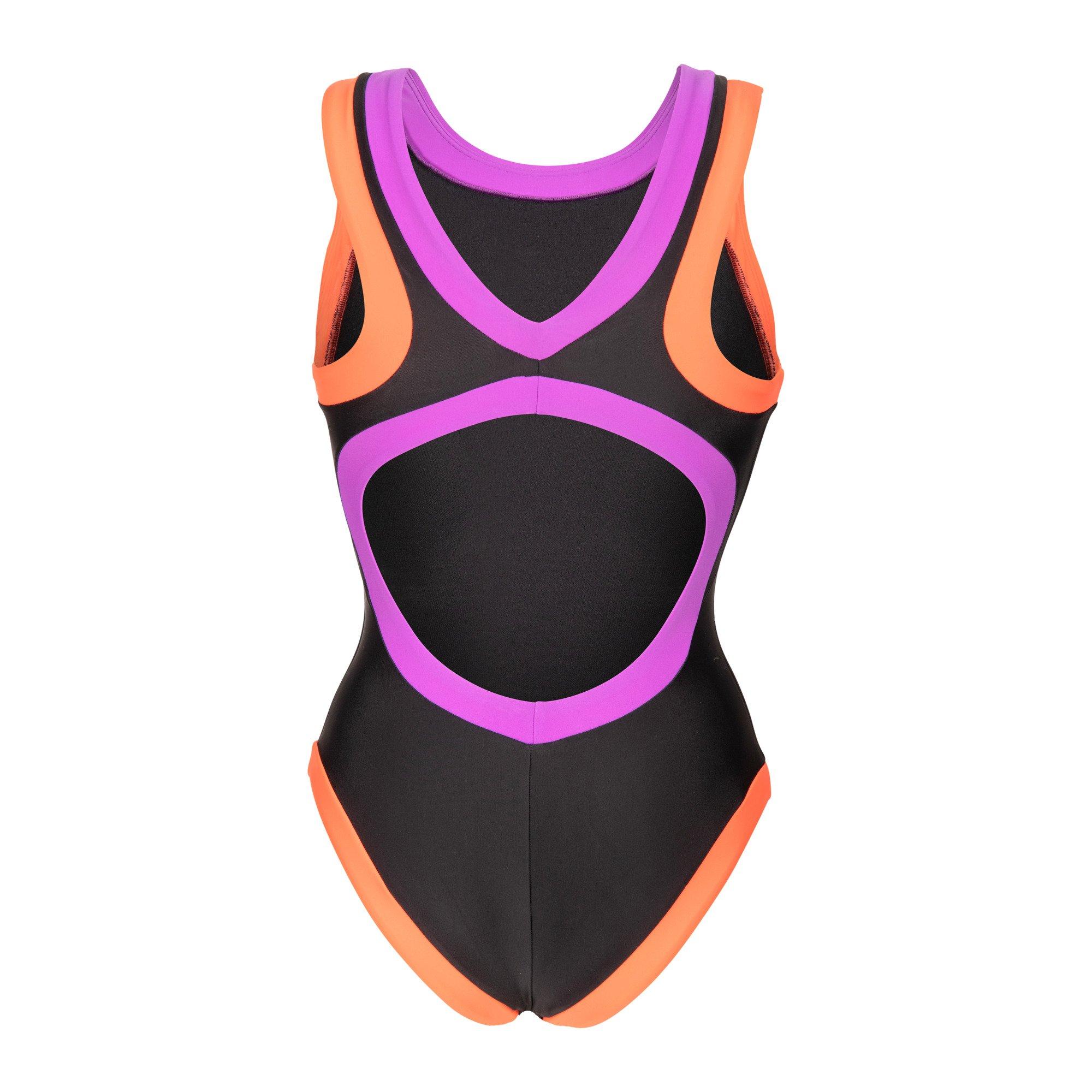 Black - Coral - Arena - Womens Bold Lines Swimsuit - 3