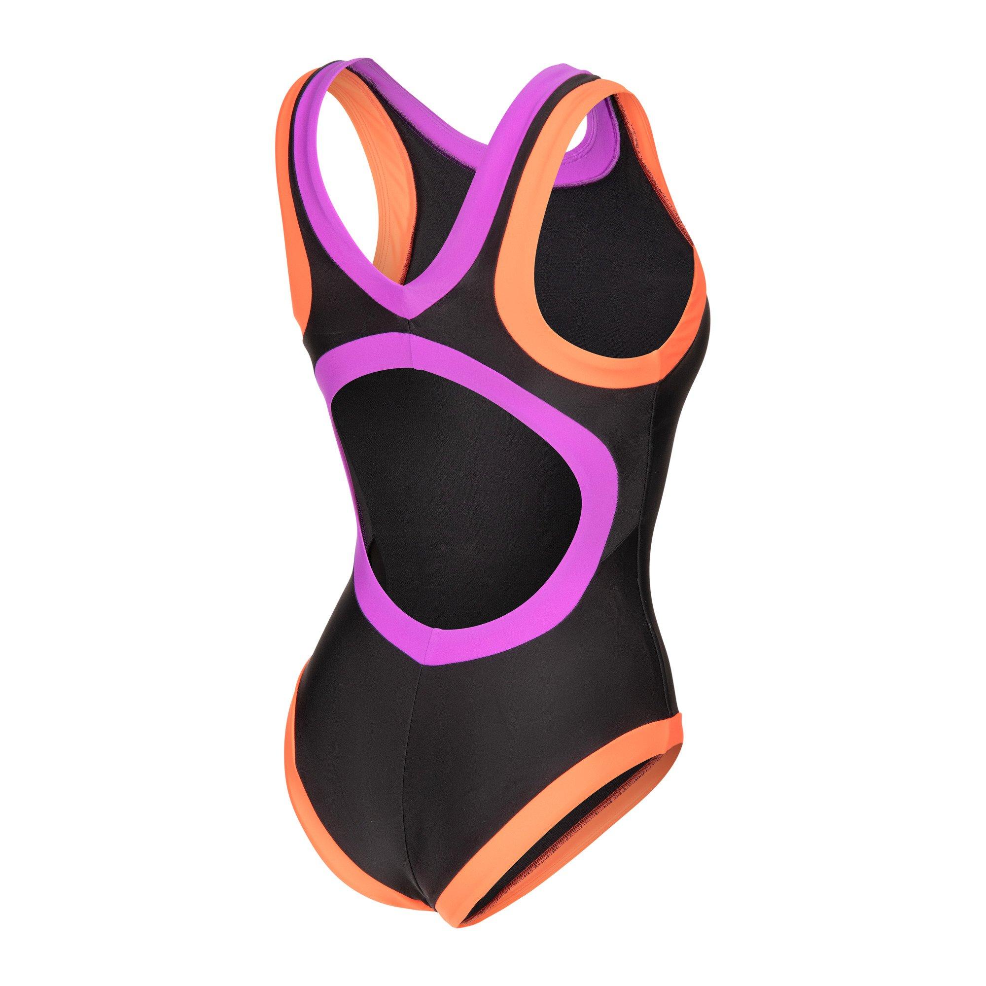 Black - Coral - Arena - Womens Bold Lines Swimsuit - 4