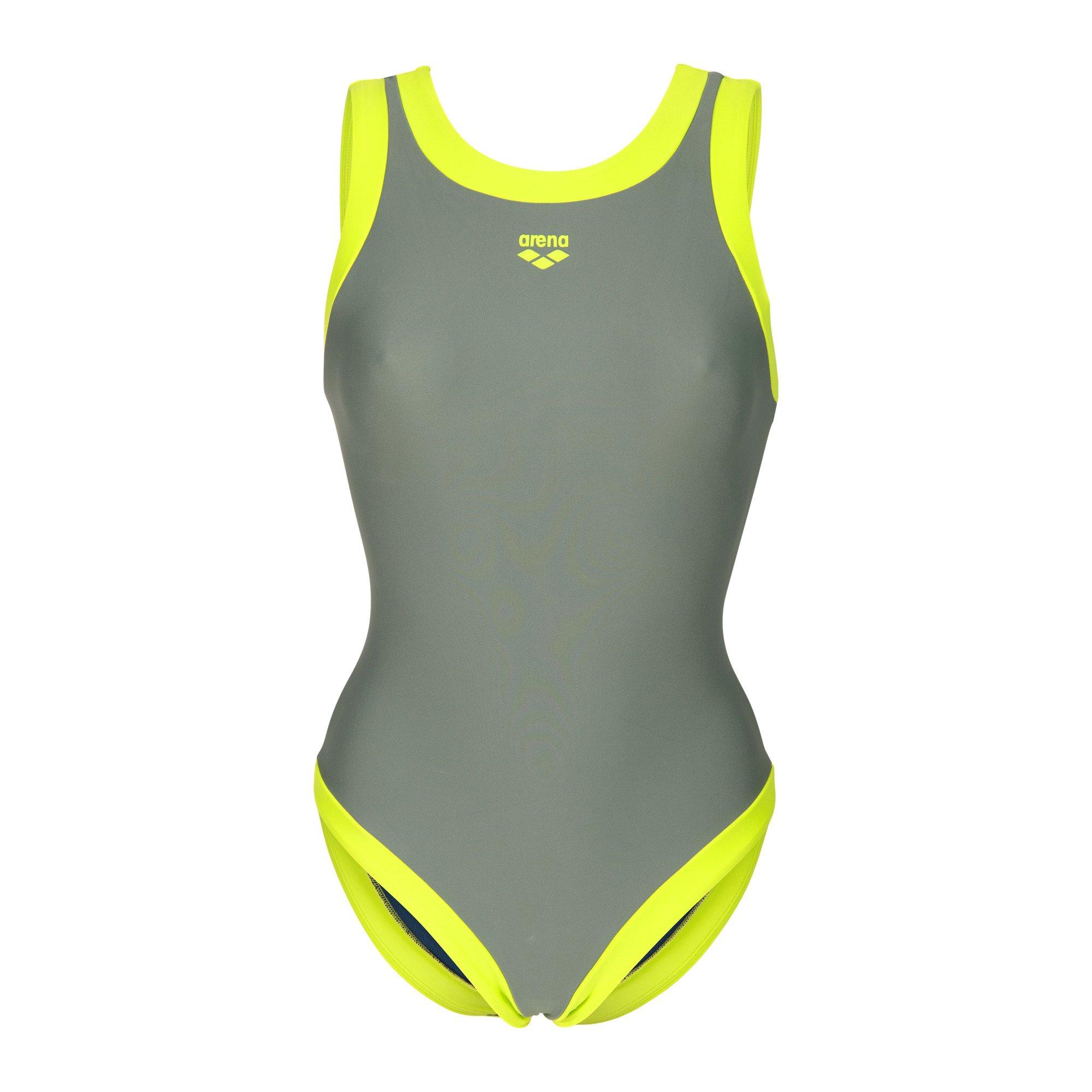 Sage-Artic Lime - Arena - Womens Bold Lines Swimsuit - 2