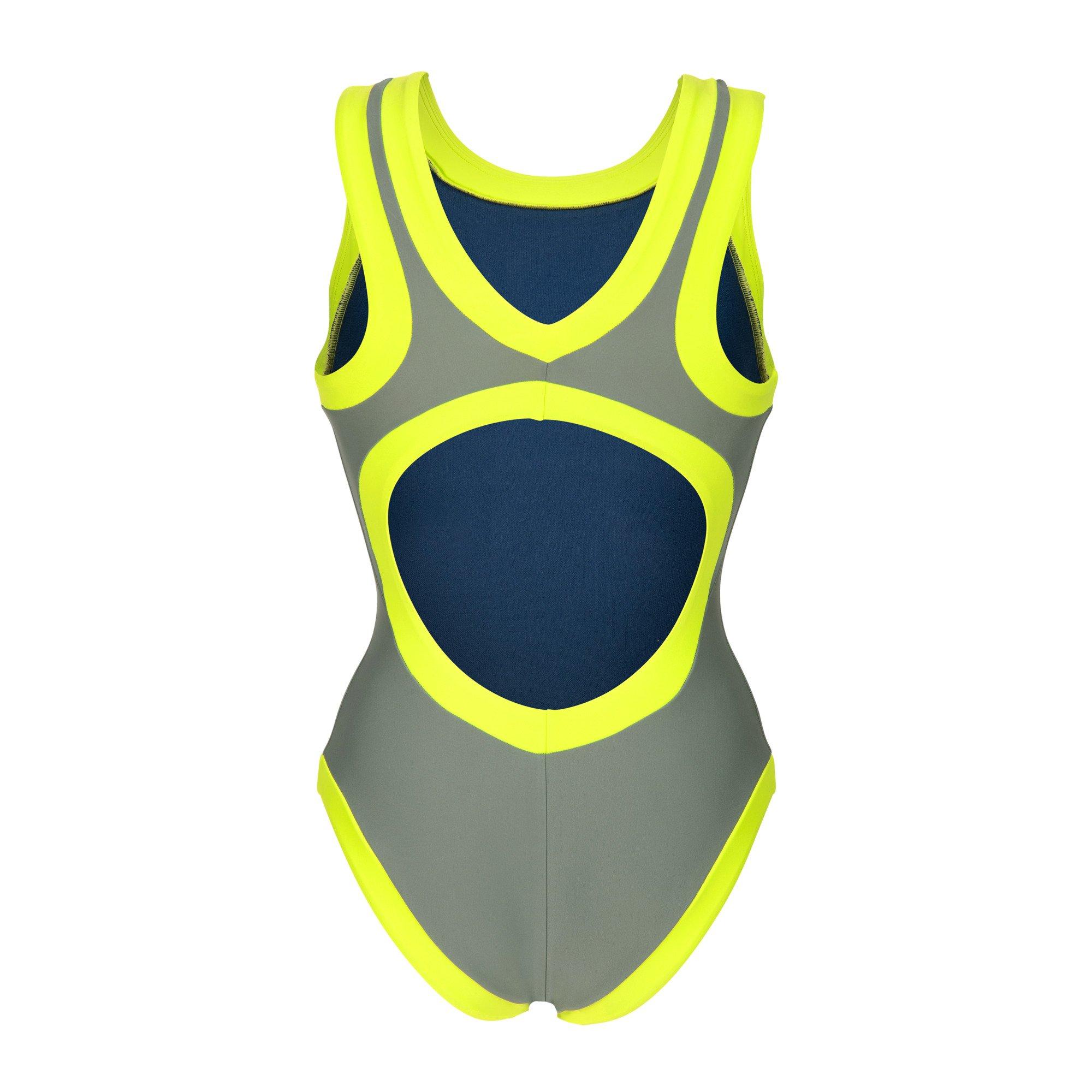 Sage-Artic Lime - Arena - Womens Bold Lines Swimsuit - 3