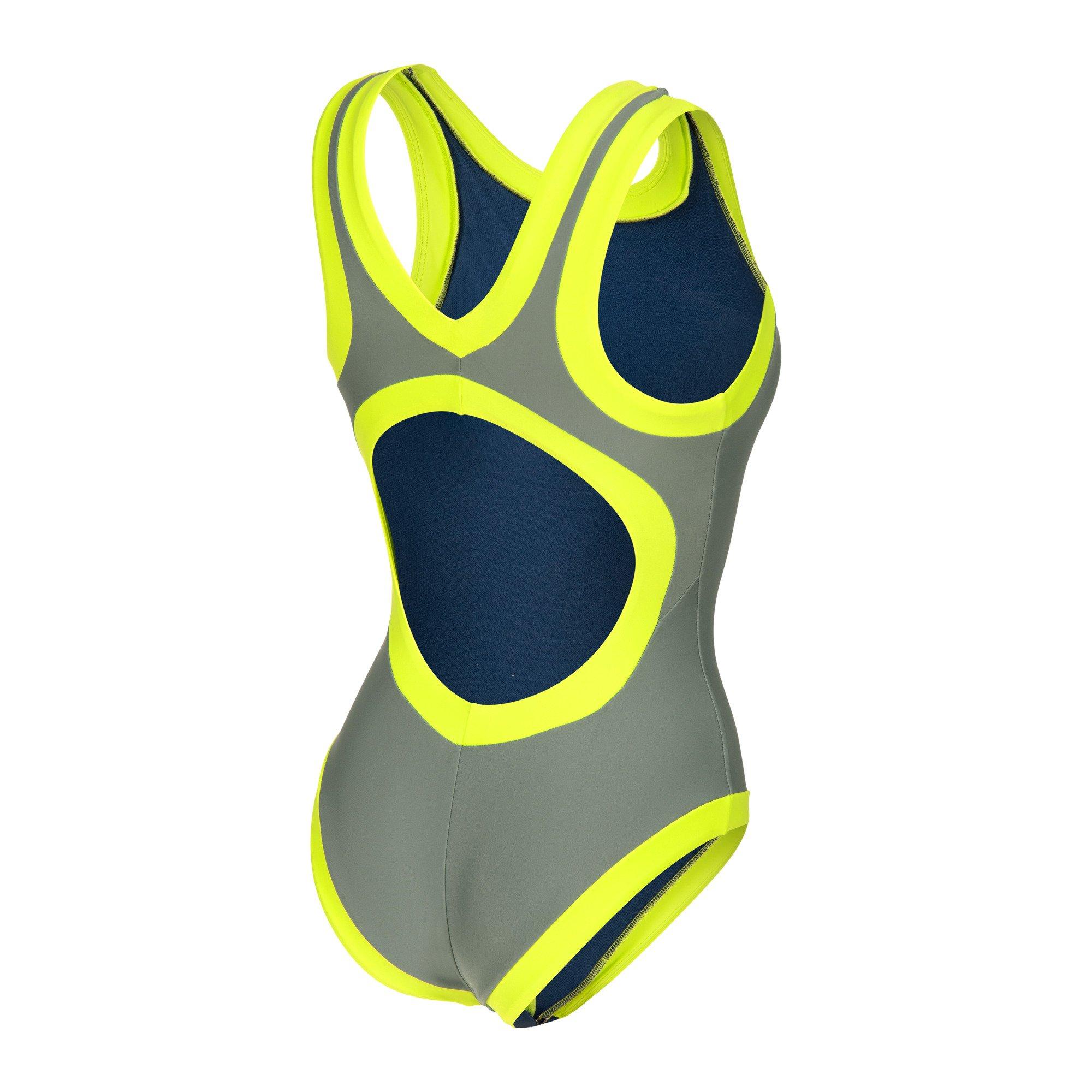 Sage-Artic Lime - Arena - Womens Bold Lines Swimsuit - 4