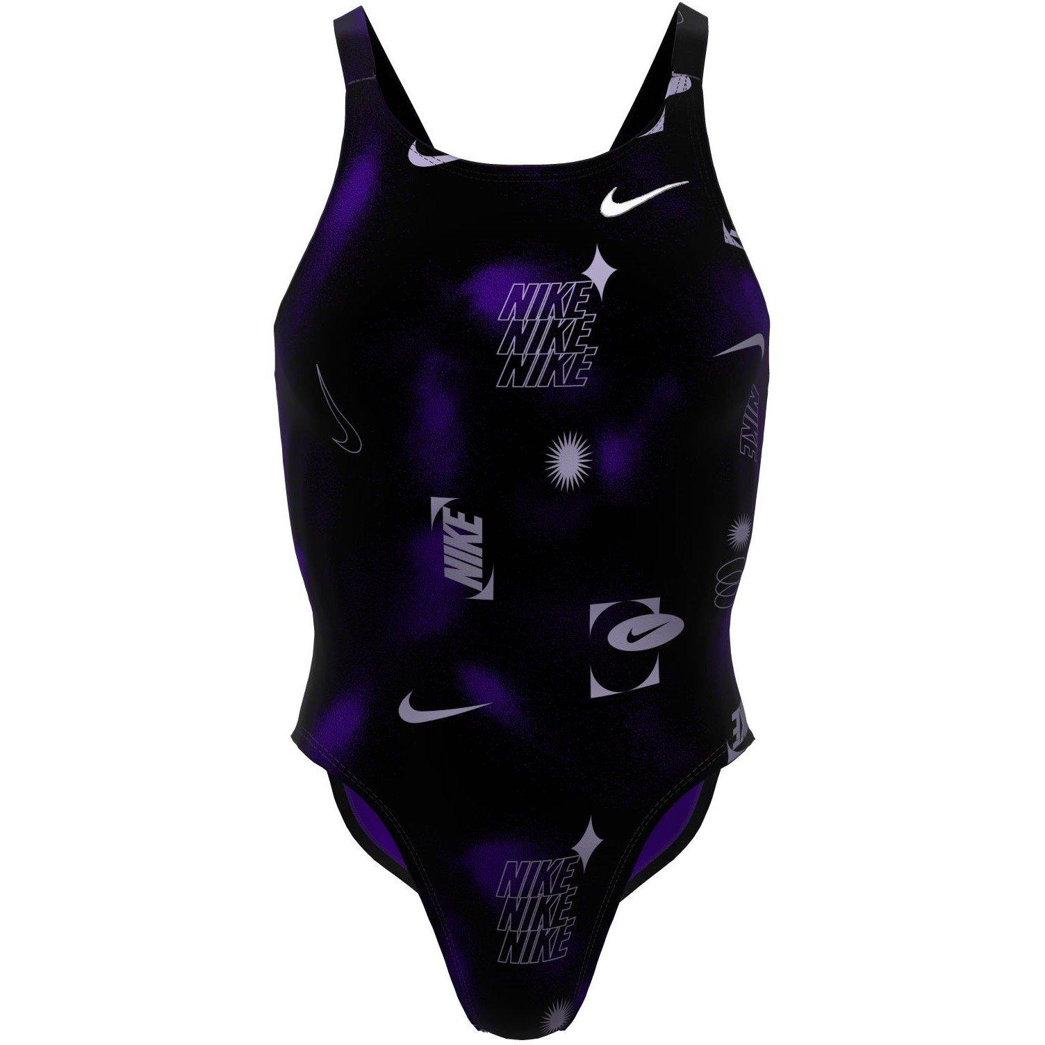 Black/Purple - Nike - HydraStrong Multi Print Fastback One Piece - 1