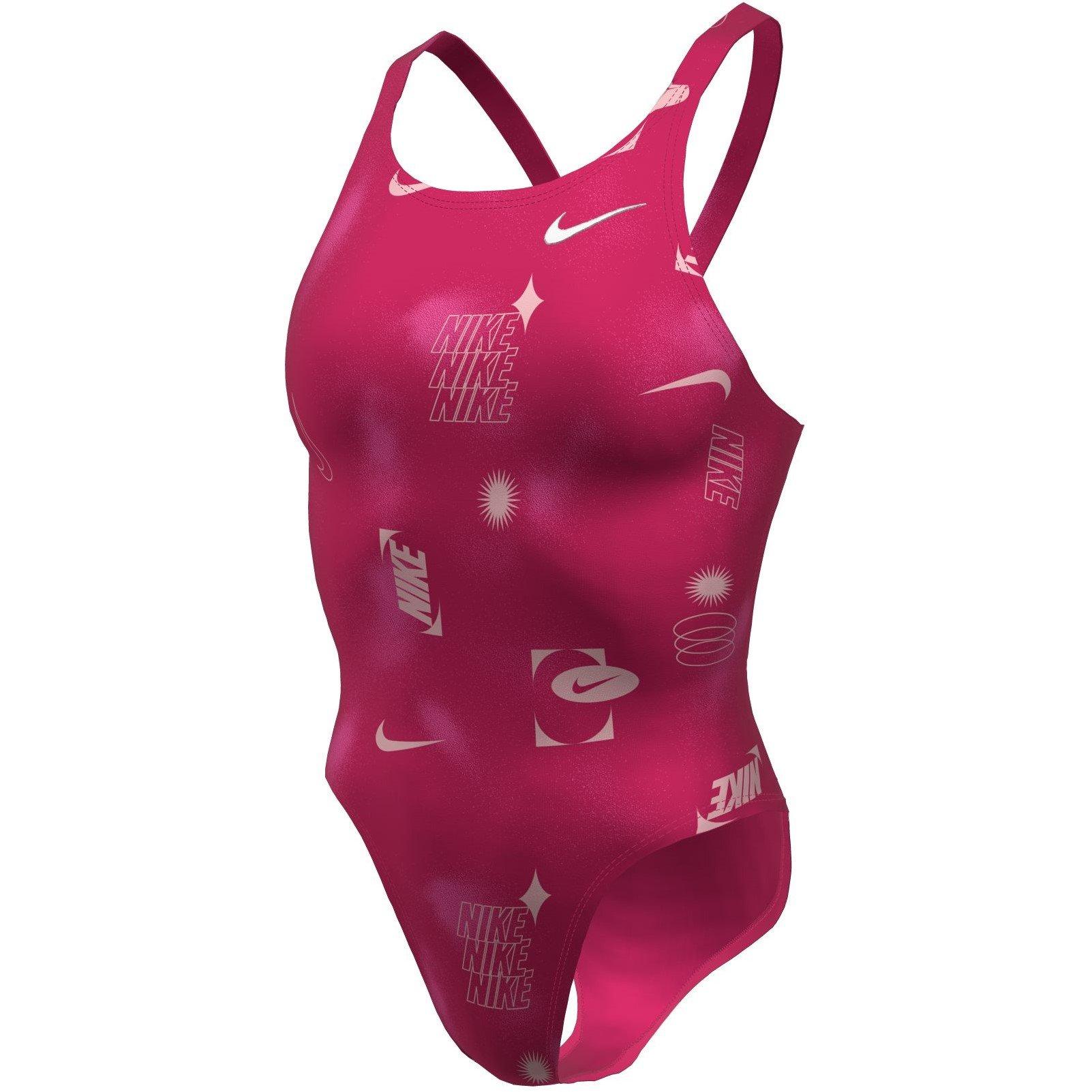 Nike Women's Hydrastrong Print Fastback One Piece - Rush Pink - 14 (L)