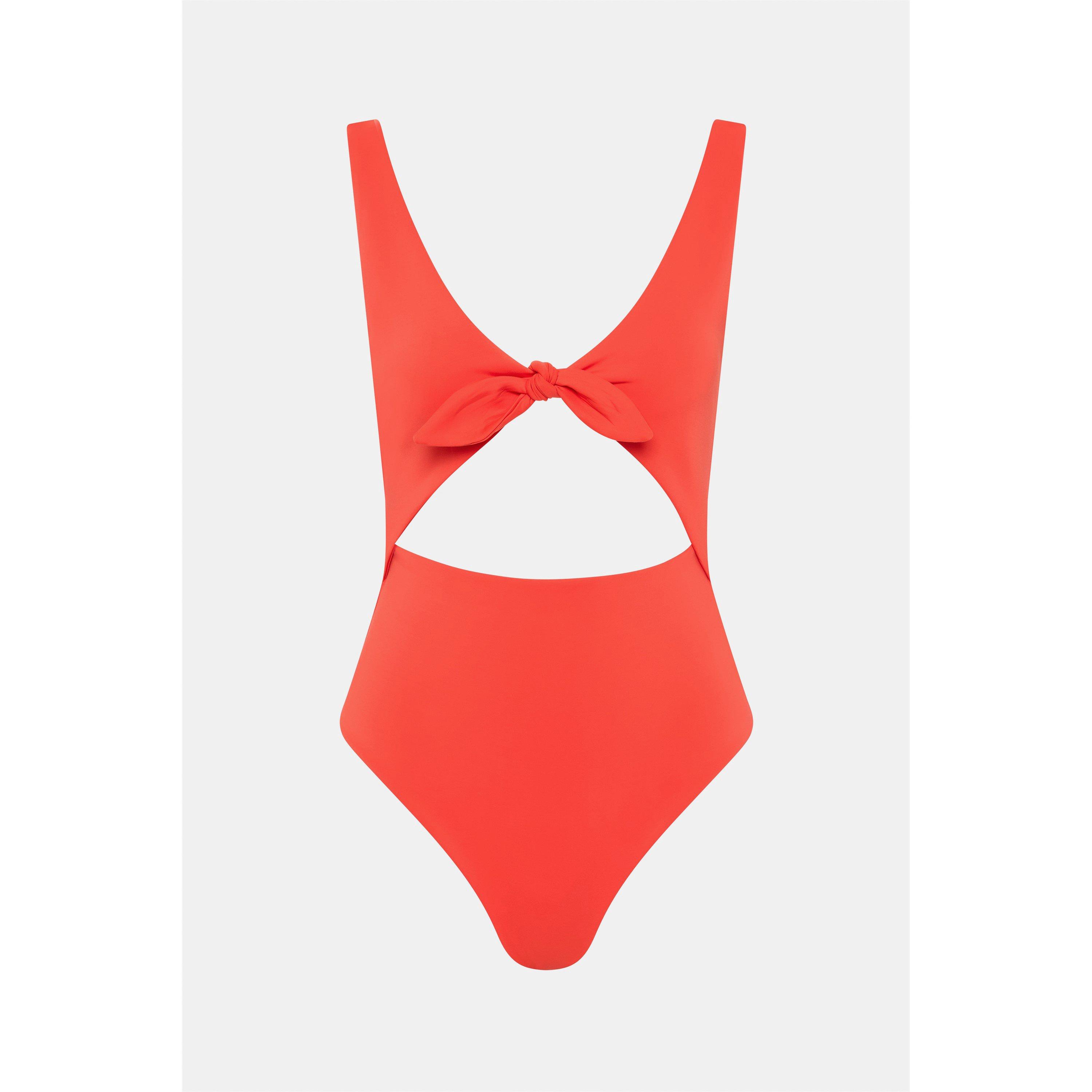 Tangerine - Sir the Label - Women's Clarita Tie Plunge Swimsuit - 5