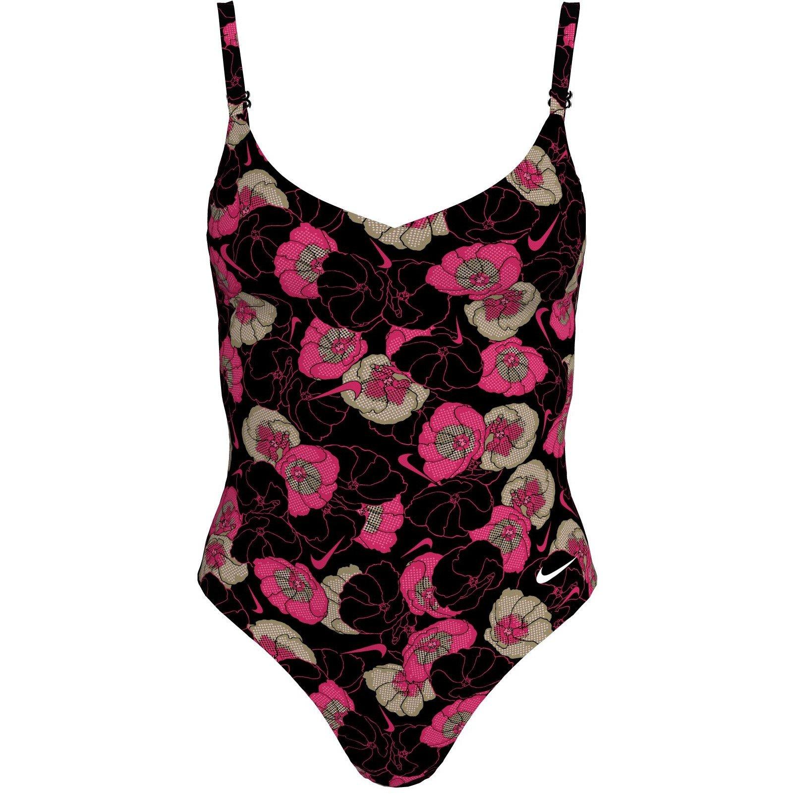 Nike Women's Poppy Floral V-Neck One Piece - Black - 16 (XL)