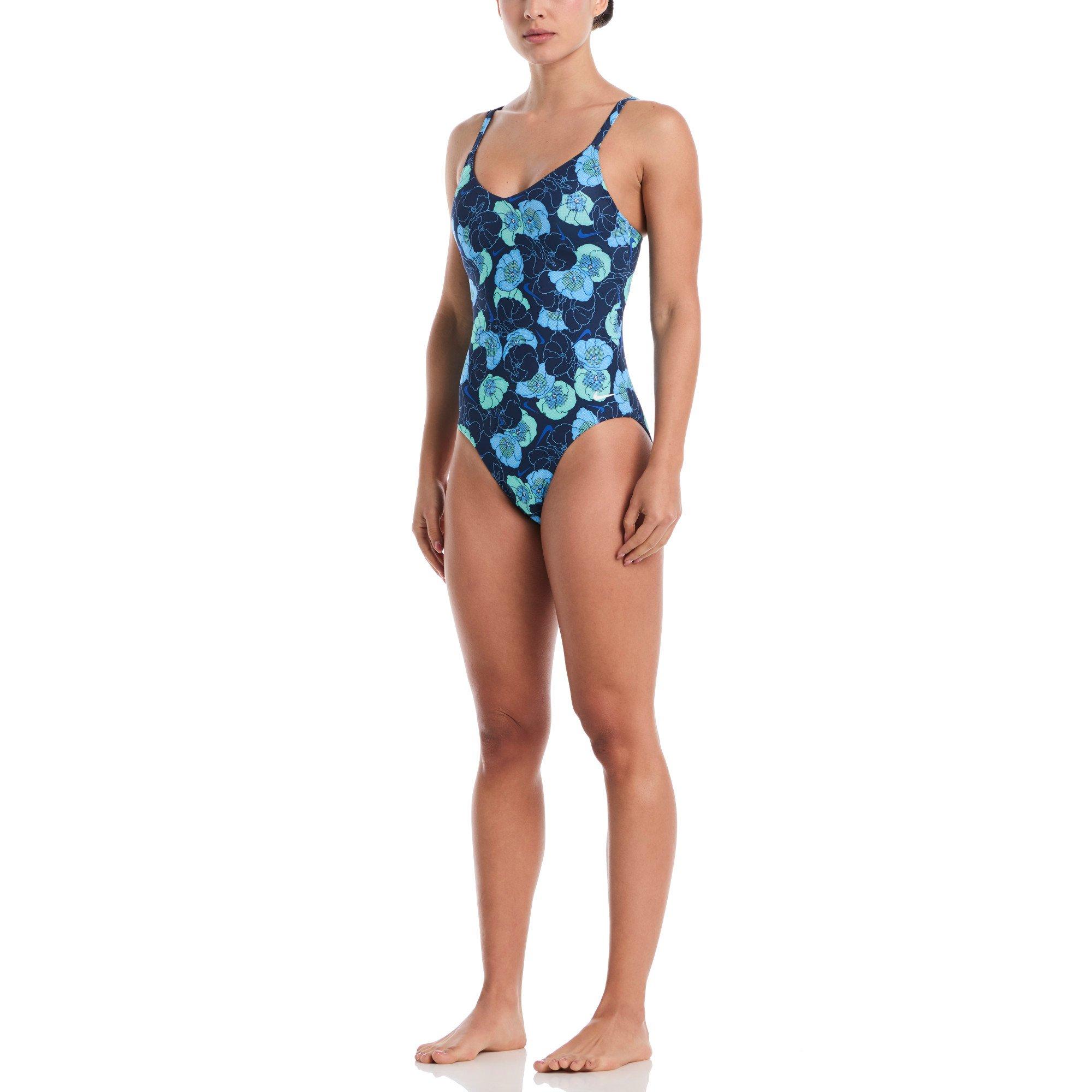 Midnight Navy - Nike - Poppy Floral Womens V-Neck One Piece - 2