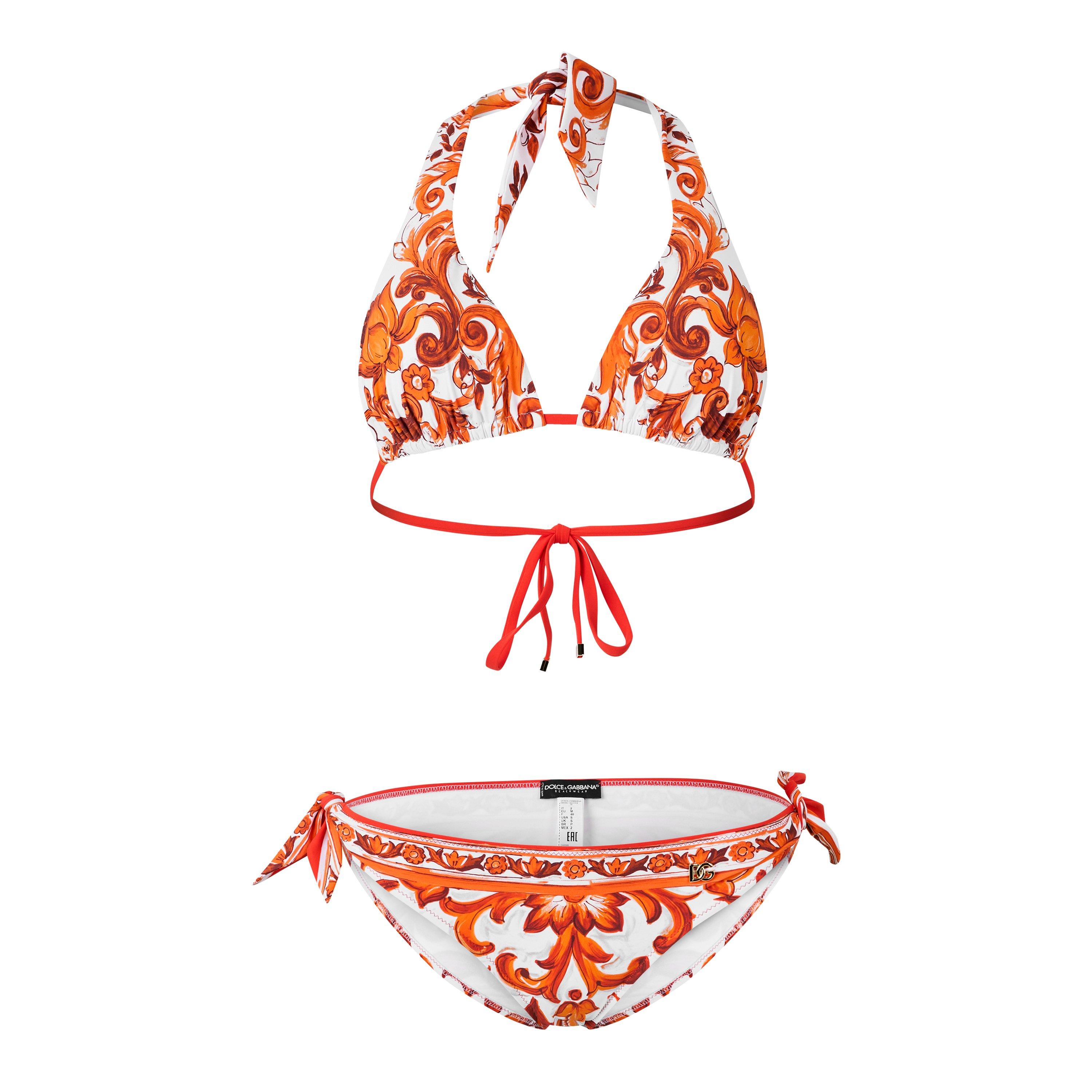 Dolce and Gabbana DG Halter Bikini Ld63 - Maiolic 6 Ornge - Size 14 (L)