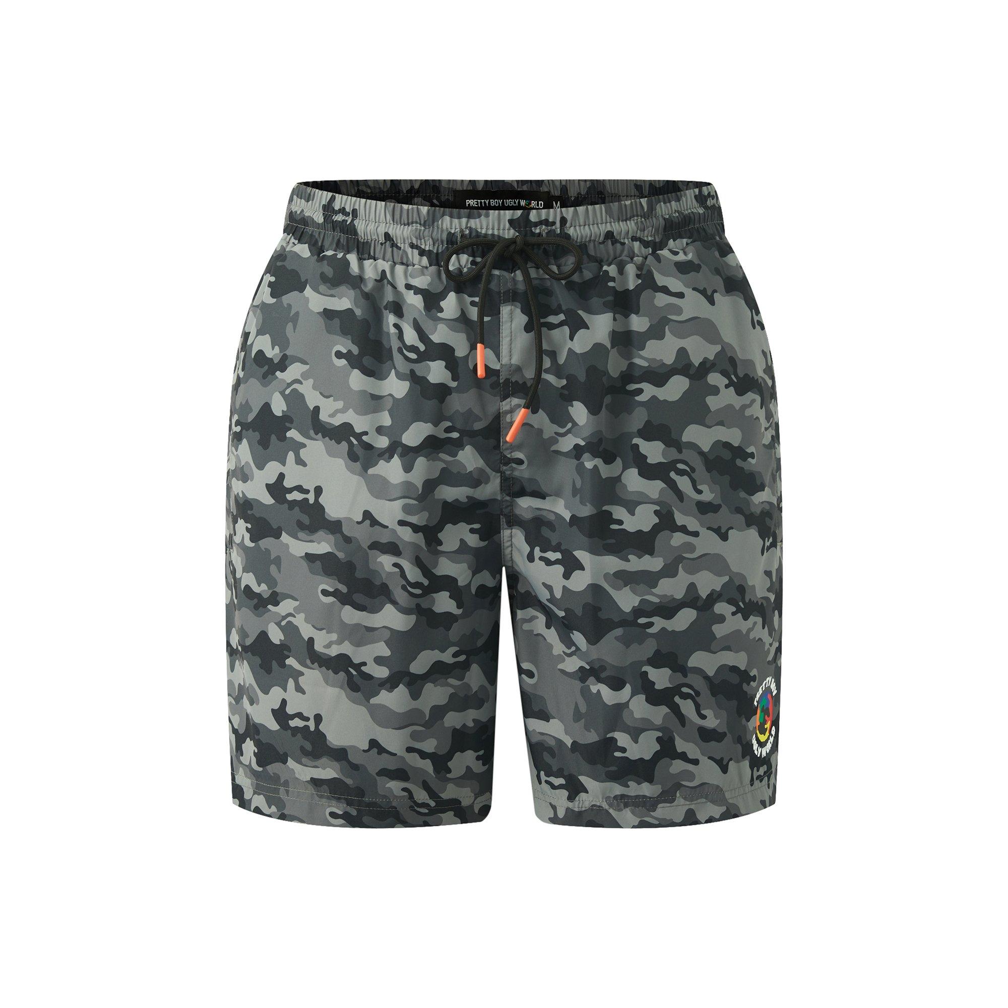 Pretty Boy Ugly World The Pretty Boy Ugly World Swim Shorts Mens - Camo Grey - Small