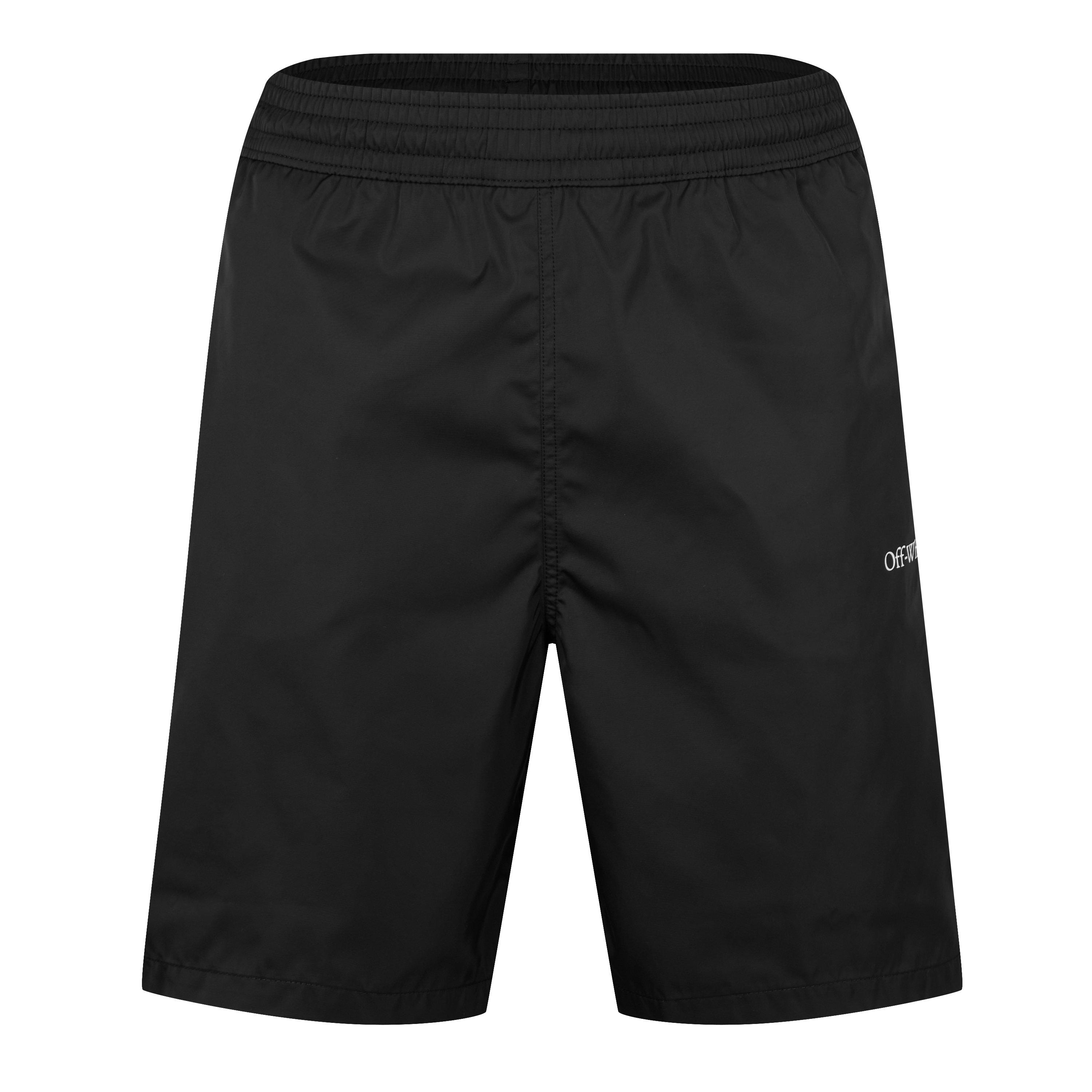 Black - Off White - Men's Surfer Quick Drying Knee Length Swim Shorts - 1