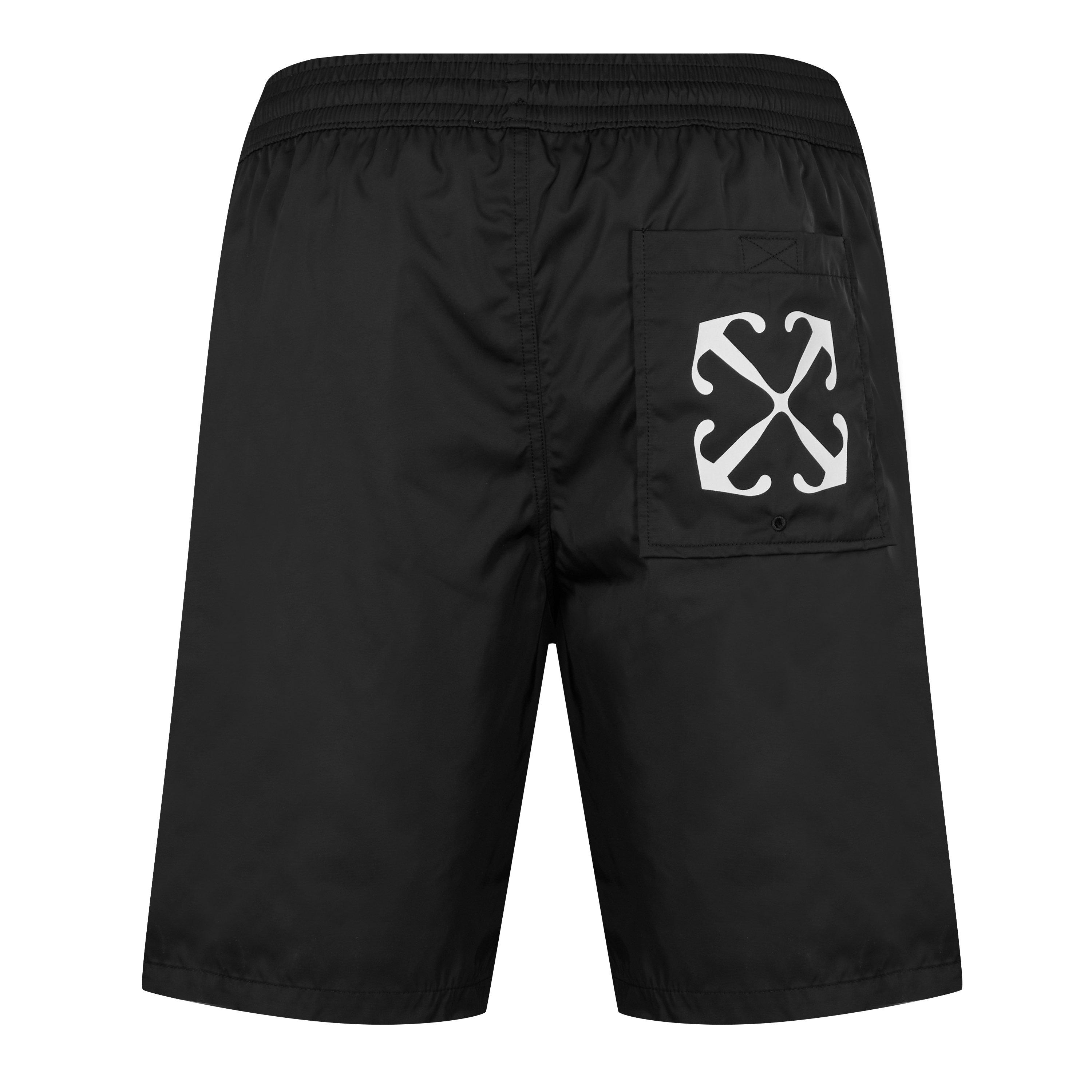 Black - Off White - Men's Logo Swimming Shorts, Premium Quick-Drying Swim Shorts - 2