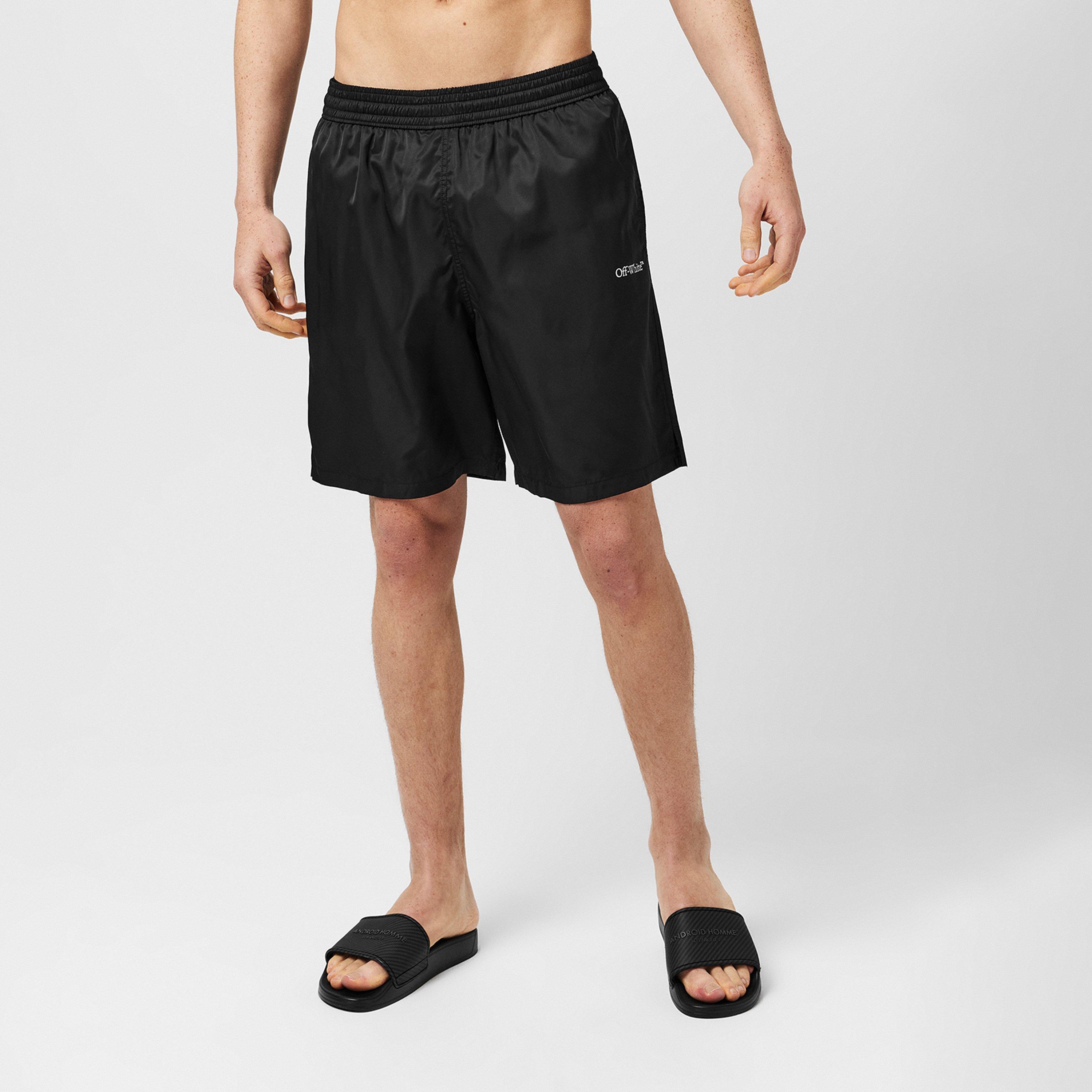 Black - Off White - Men's Logo Swimming Shorts, Premium Quick-Drying Swim Shorts - 3