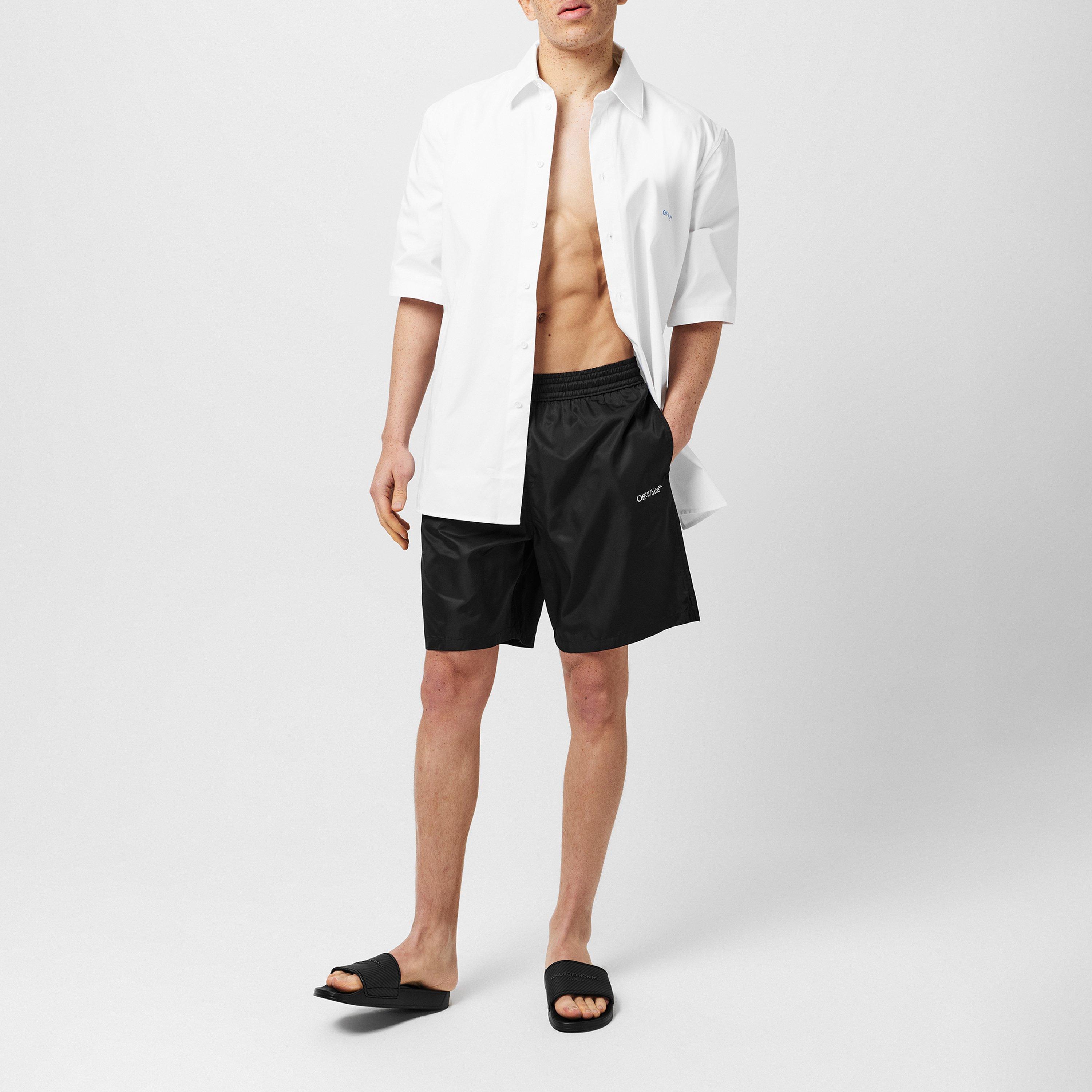 Black - Off White - Men's Logo Swimming Shorts, Premium Quick-Drying Swim Shorts - 6