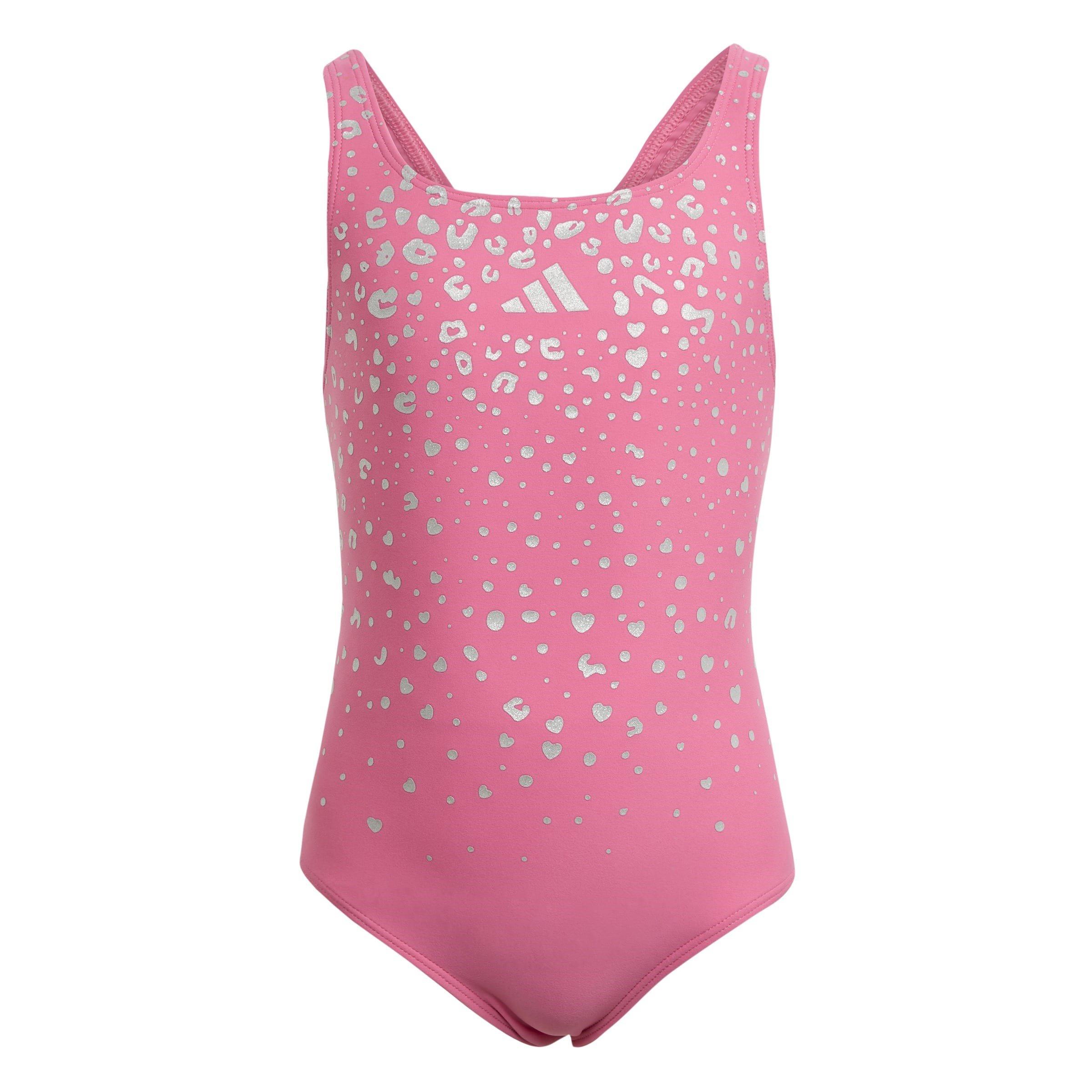 Adidas Girls Glitter V-Back Swimsuit Kids - Pink Fusion - 7-8 Years