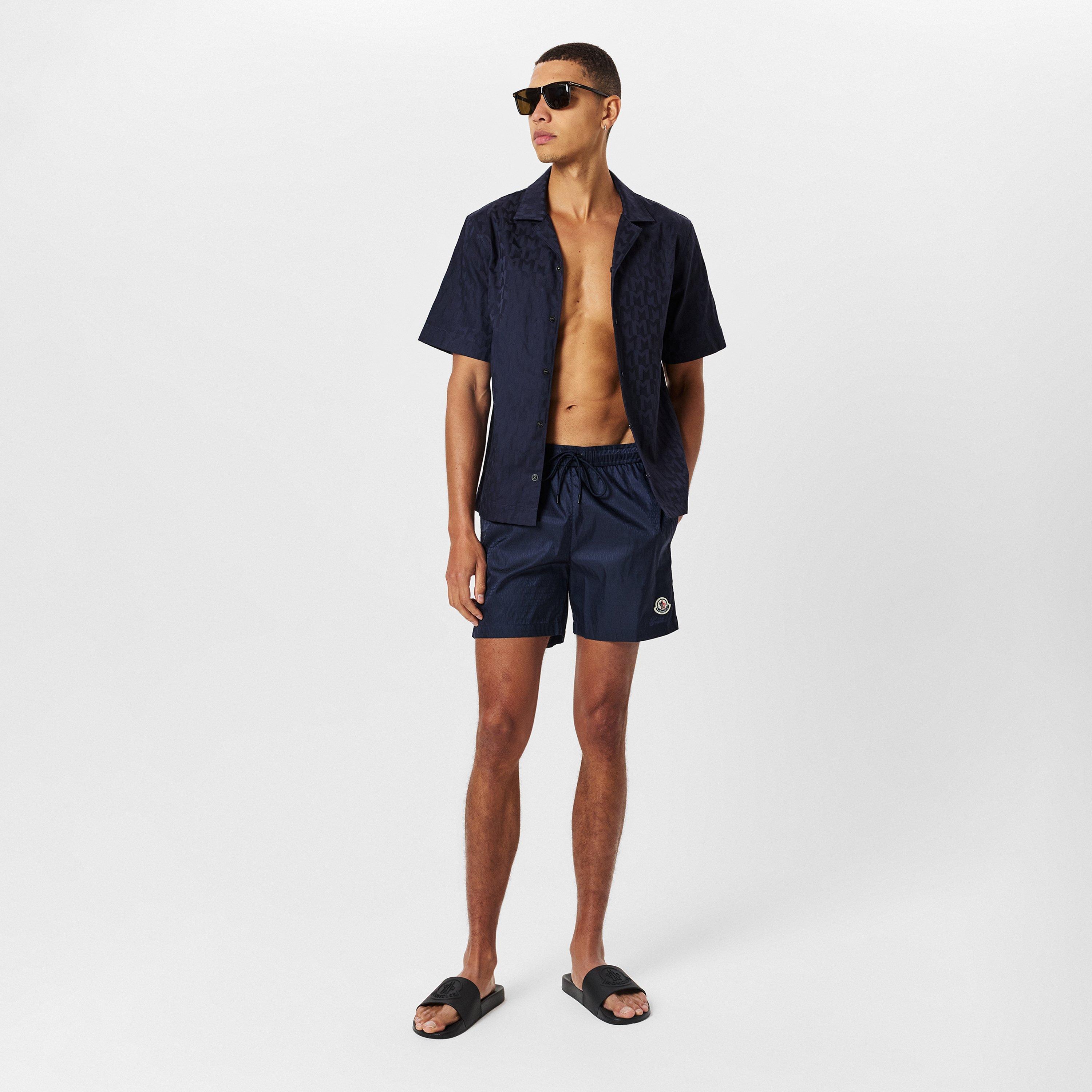 Blue F77 - Moncler - Monogram Jacquard Swim Shorts - 6