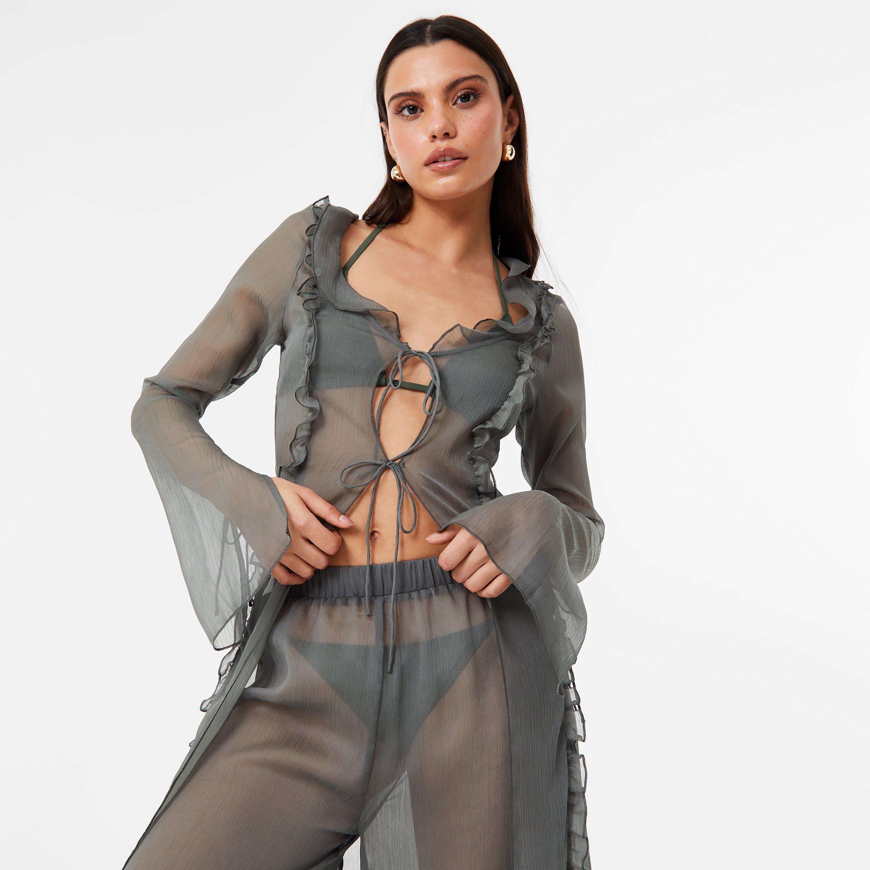 Khaki - Jack Wills - Frill Beach Cover-Up Women - 4