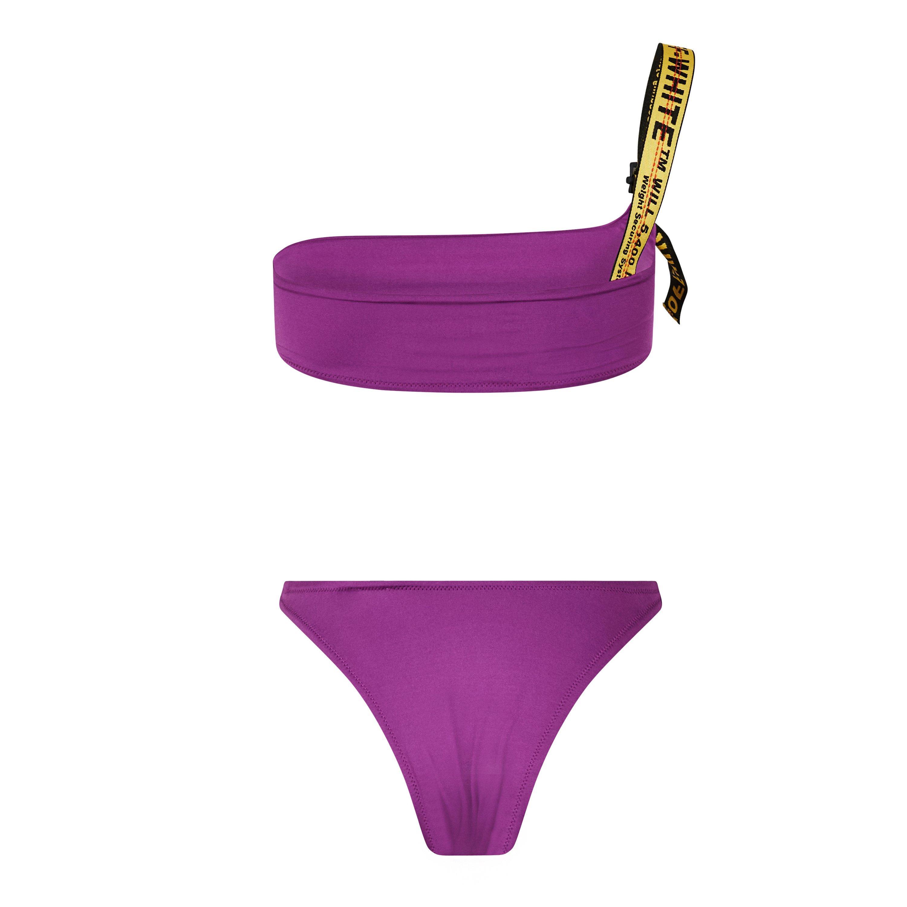 Lila - Off White - Women's Logo Band Asymmetric Bikini - 2