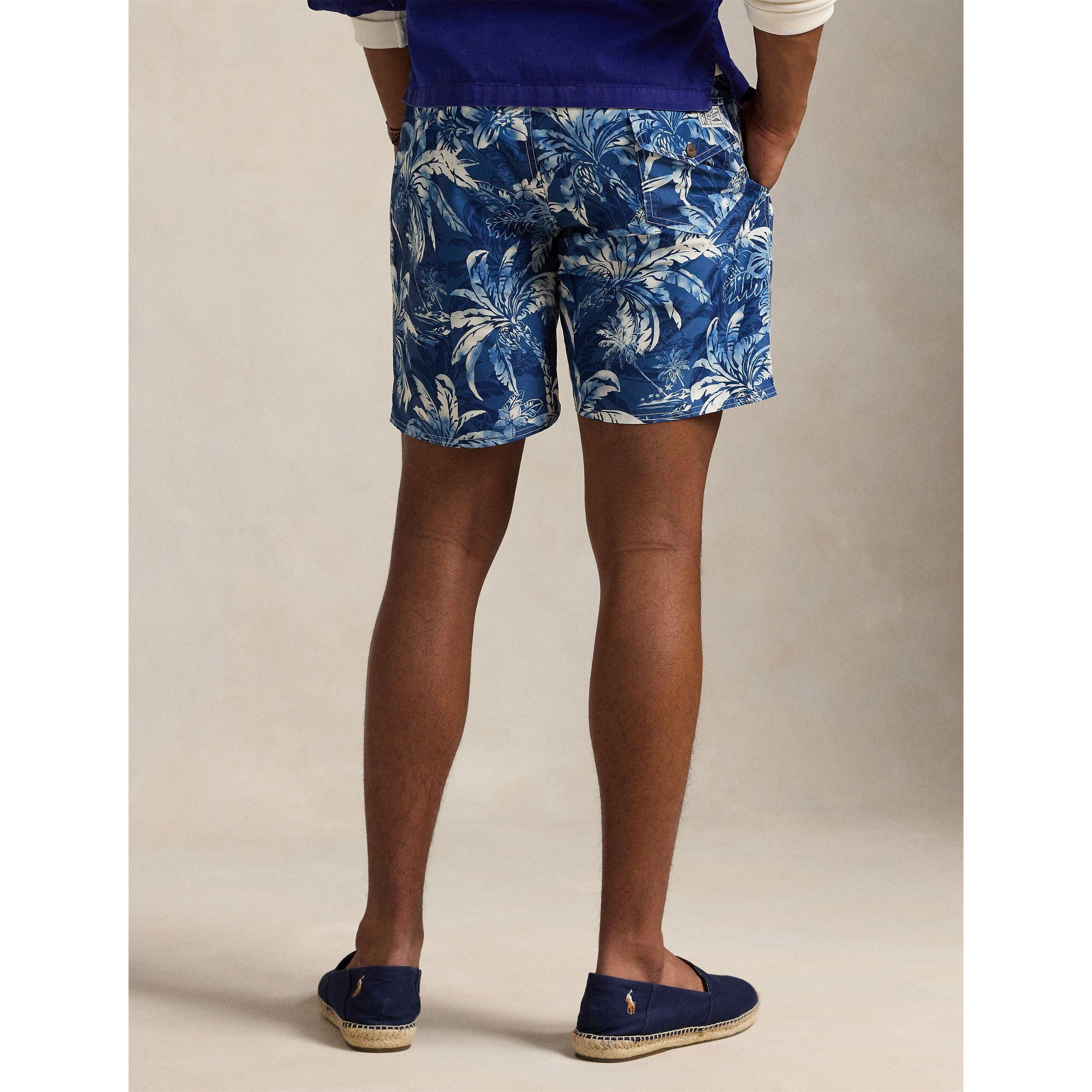 Indigo Palm - Polo Ralph Lauren - Men's Palm Print Quick Dry Relaxed Fit Swim Shorts - 4