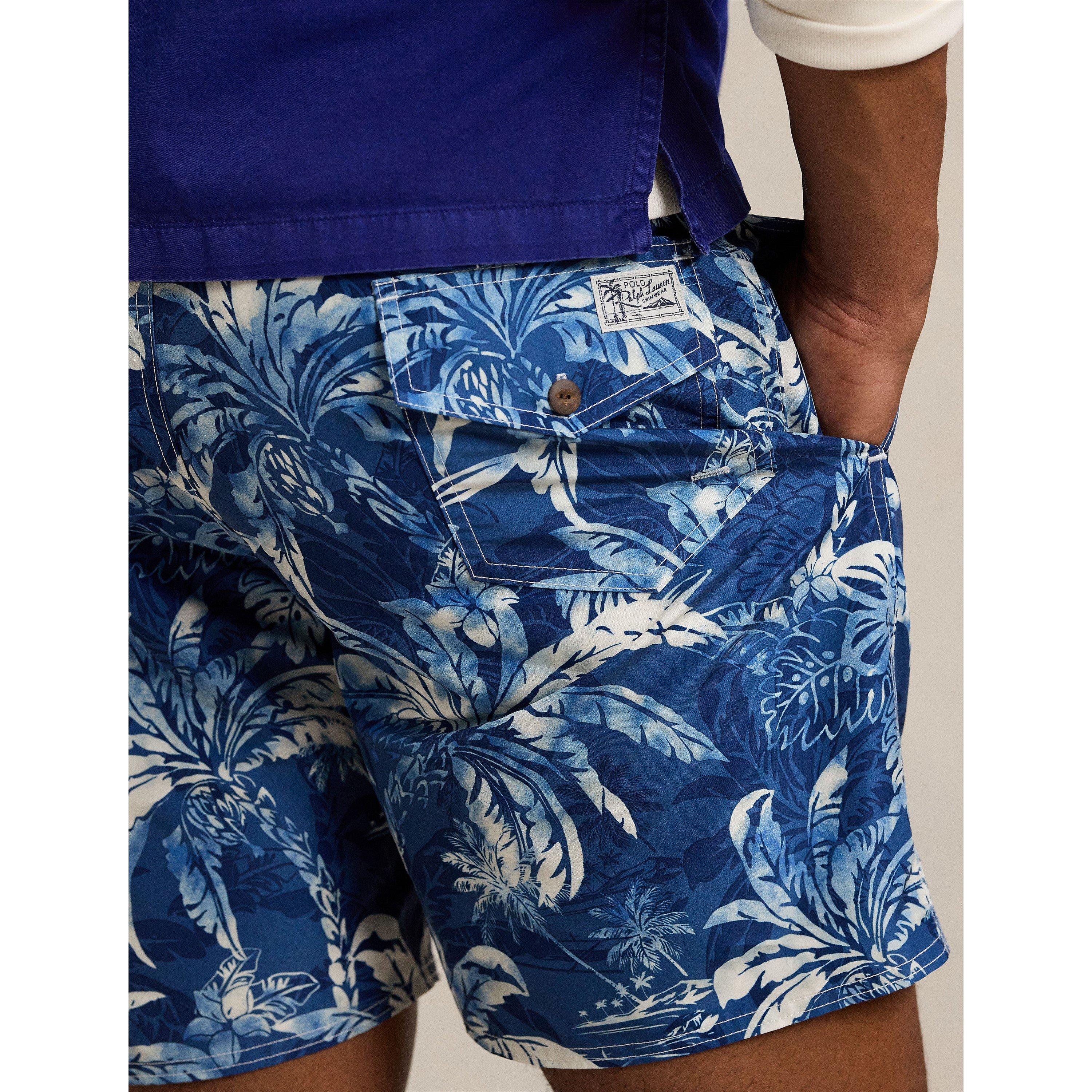 Indigo Palm - Polo Ralph Lauren - Men's Palm Print Quick Dry Relaxed Fit Swim Shorts - 5