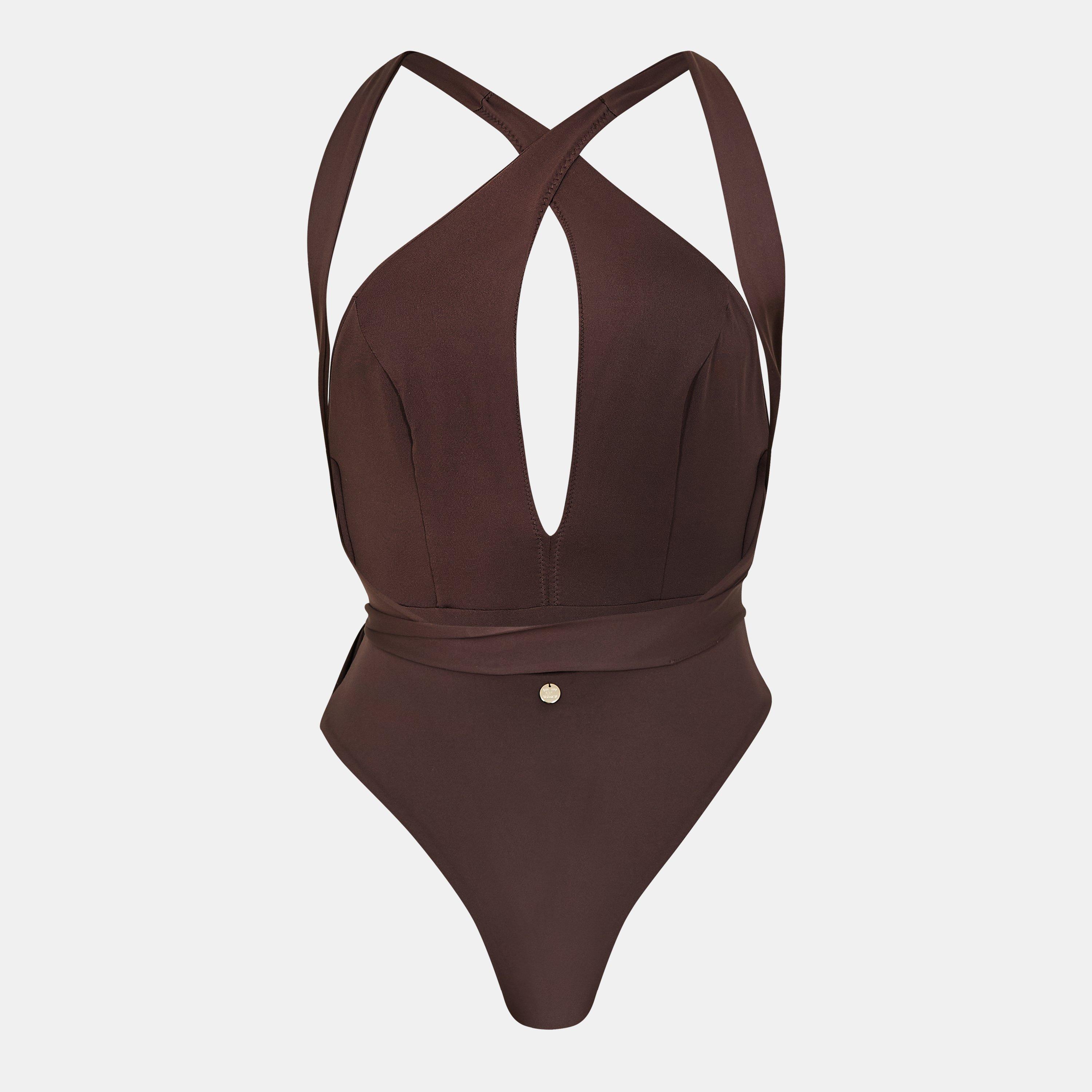 Coffee - Max Mara - Women's Cristel Scoop Neck Swimsuit - 2