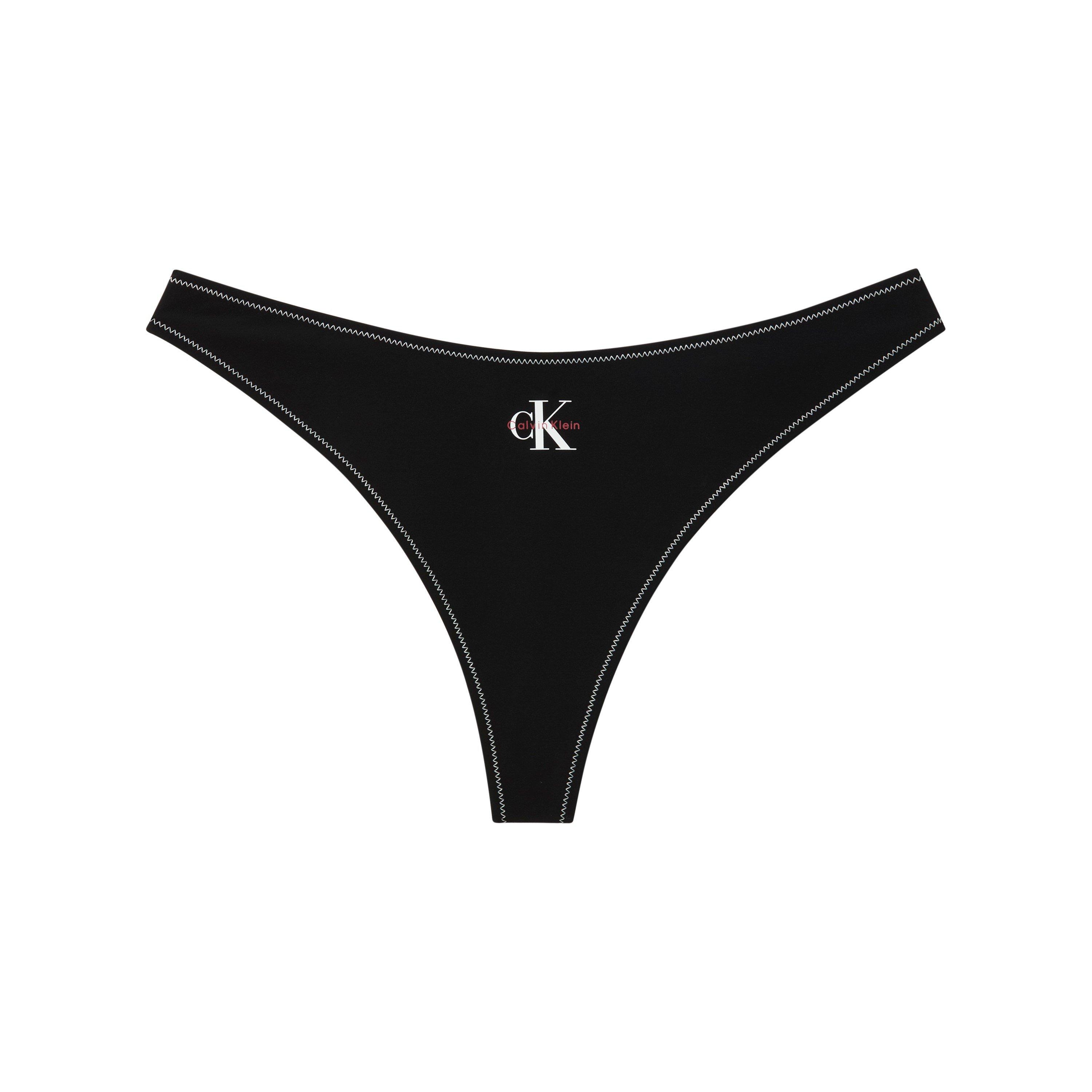 Black - Calvin Klein - Women's Thong Bikini Bottoms - 1