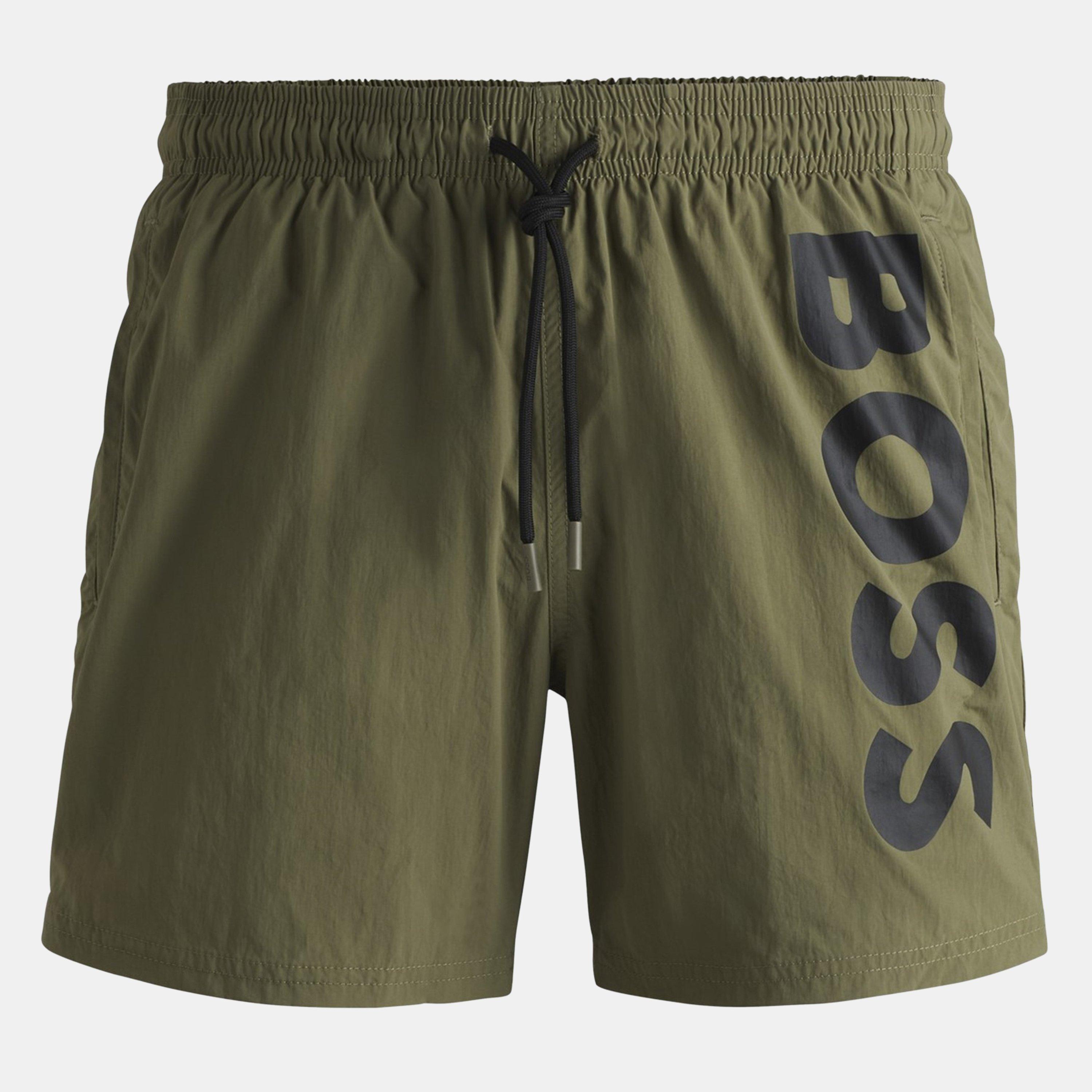 Boss Men's Octopus Swim Shorts, Comfortable Elasticated Waist - Dark Beige - S