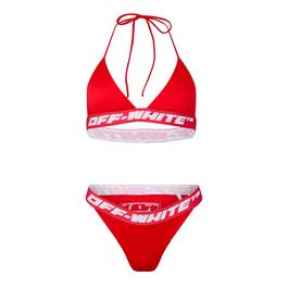 Off White Logo Tape Banded Bikini