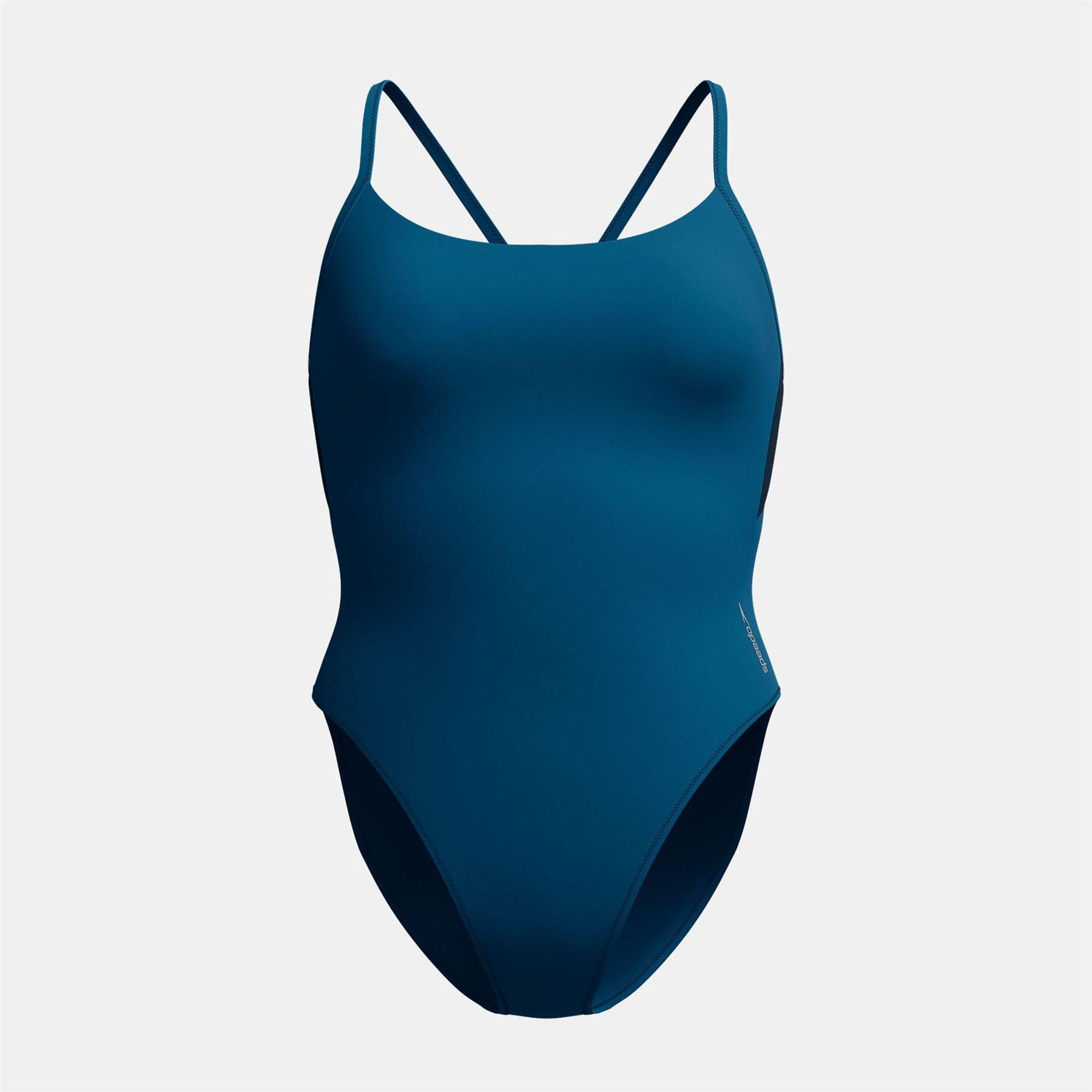 Green - Speedo - Women's 1 Piece Colourblock Racer Swimming Costume - 1