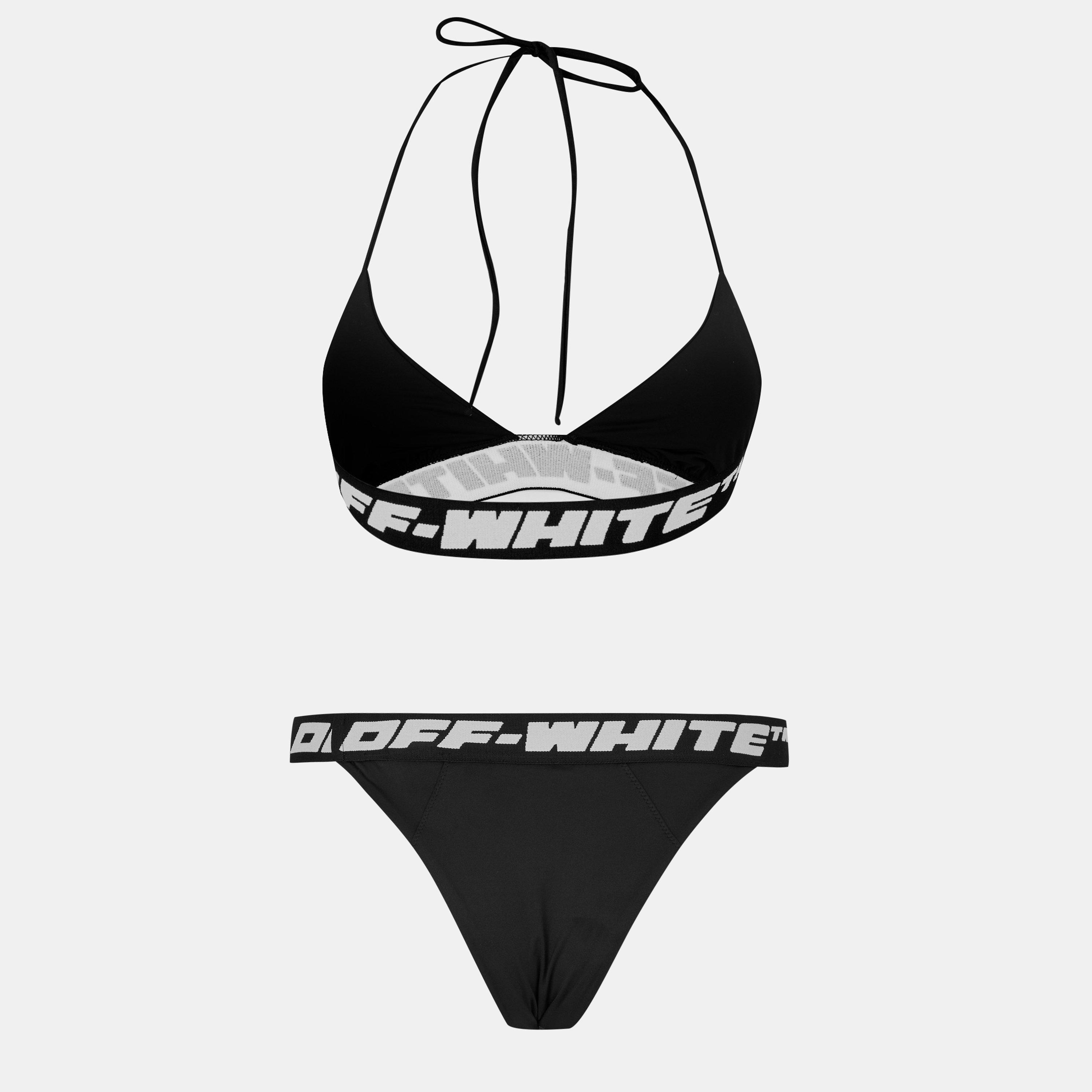 Black - Off White - Women's  Logo Bikini, Iconic Design - 2