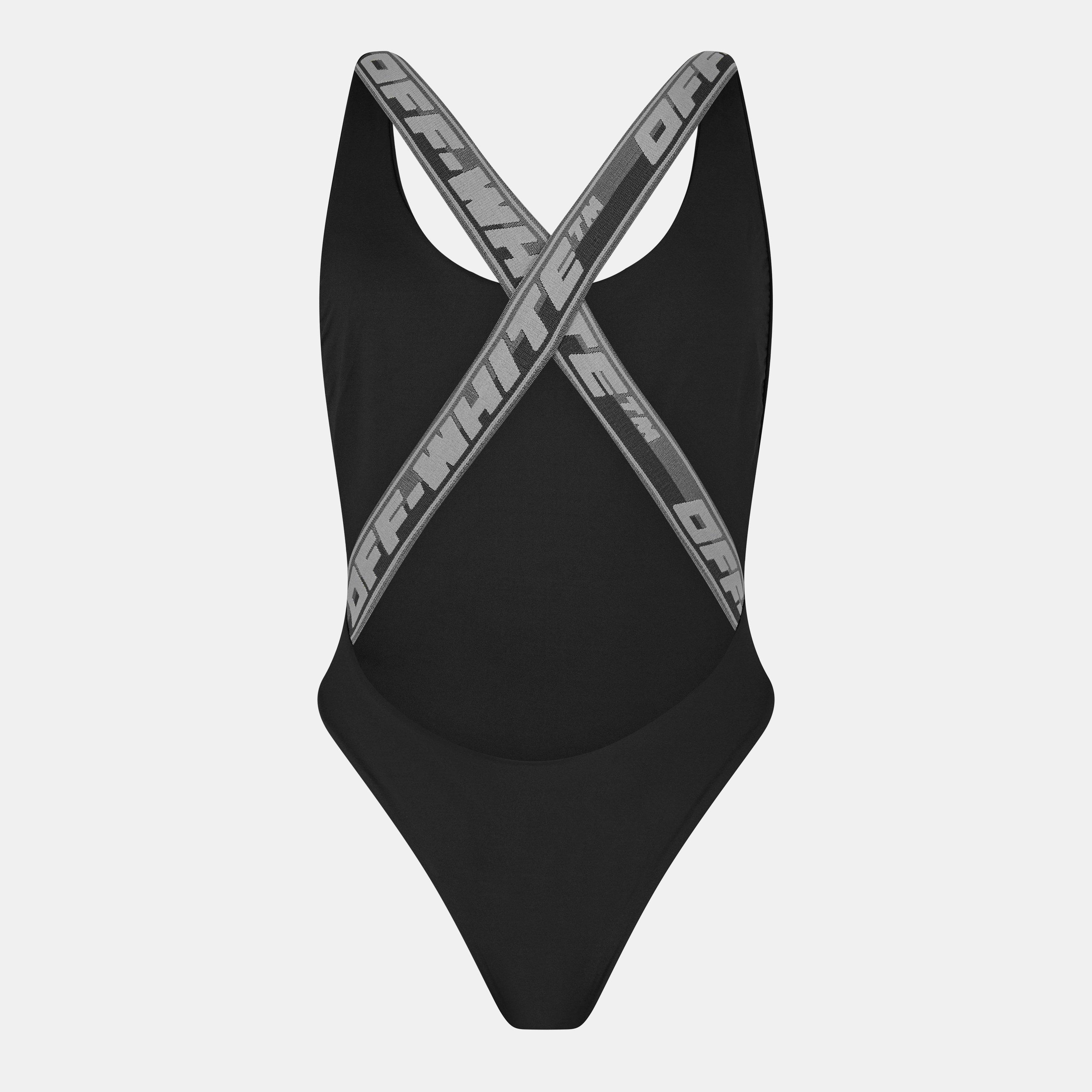 Black - Off White - Women's Logo Band Swimsuit - 2
